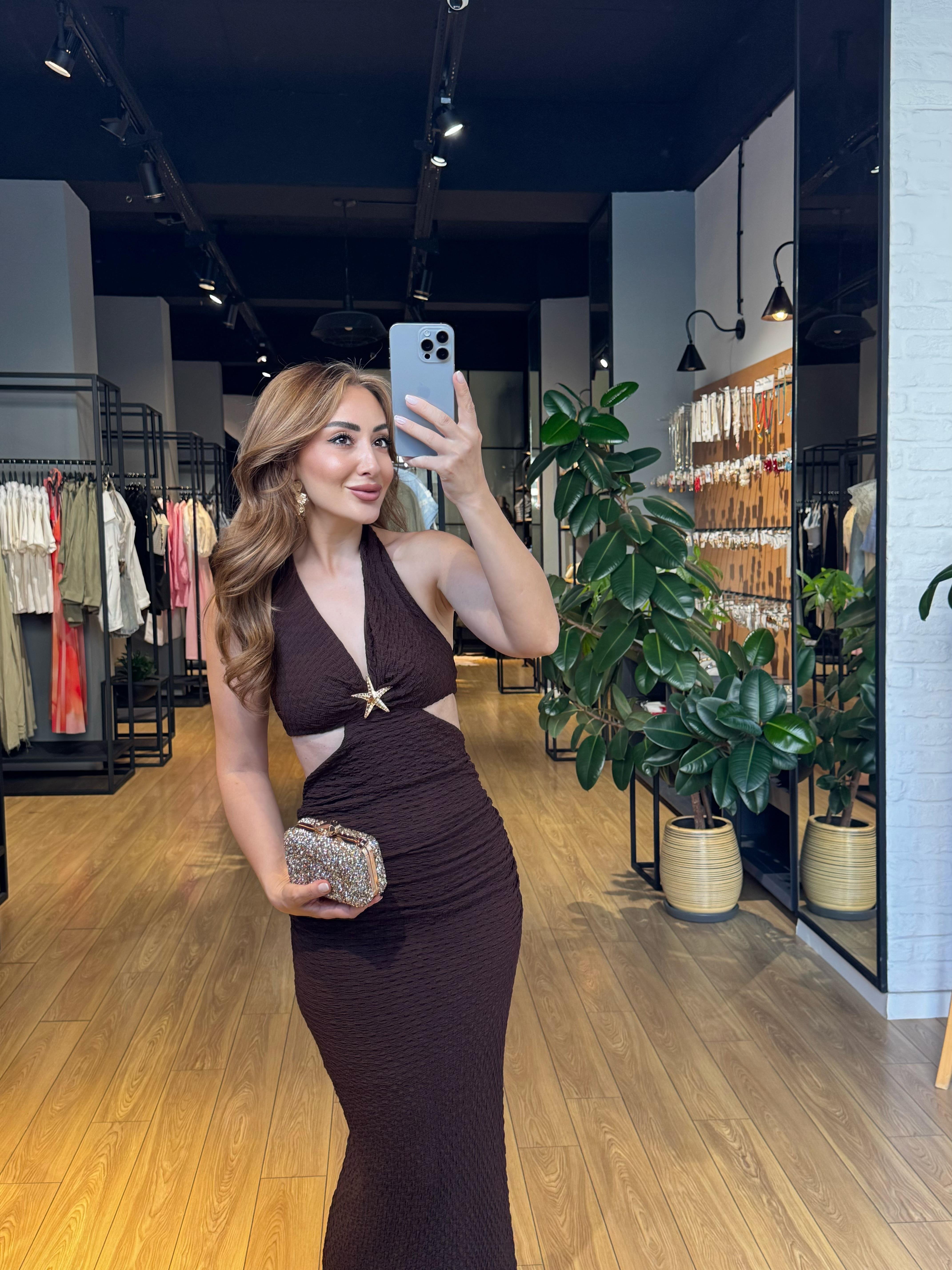 Deniz Yıldızı Elbise Kahve