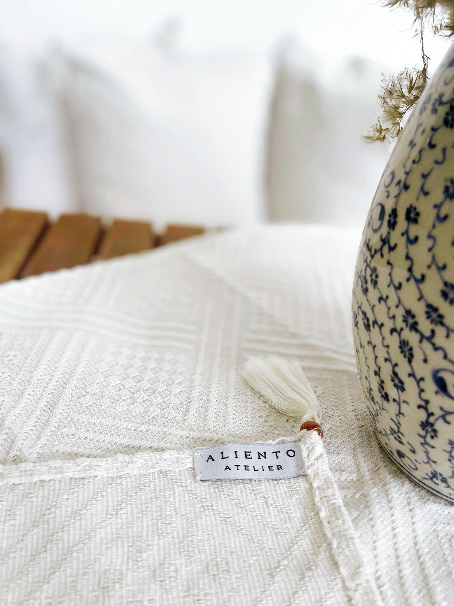 Handmade Organik Pamuk Püsküllü Runner ve Kırlent Seti 