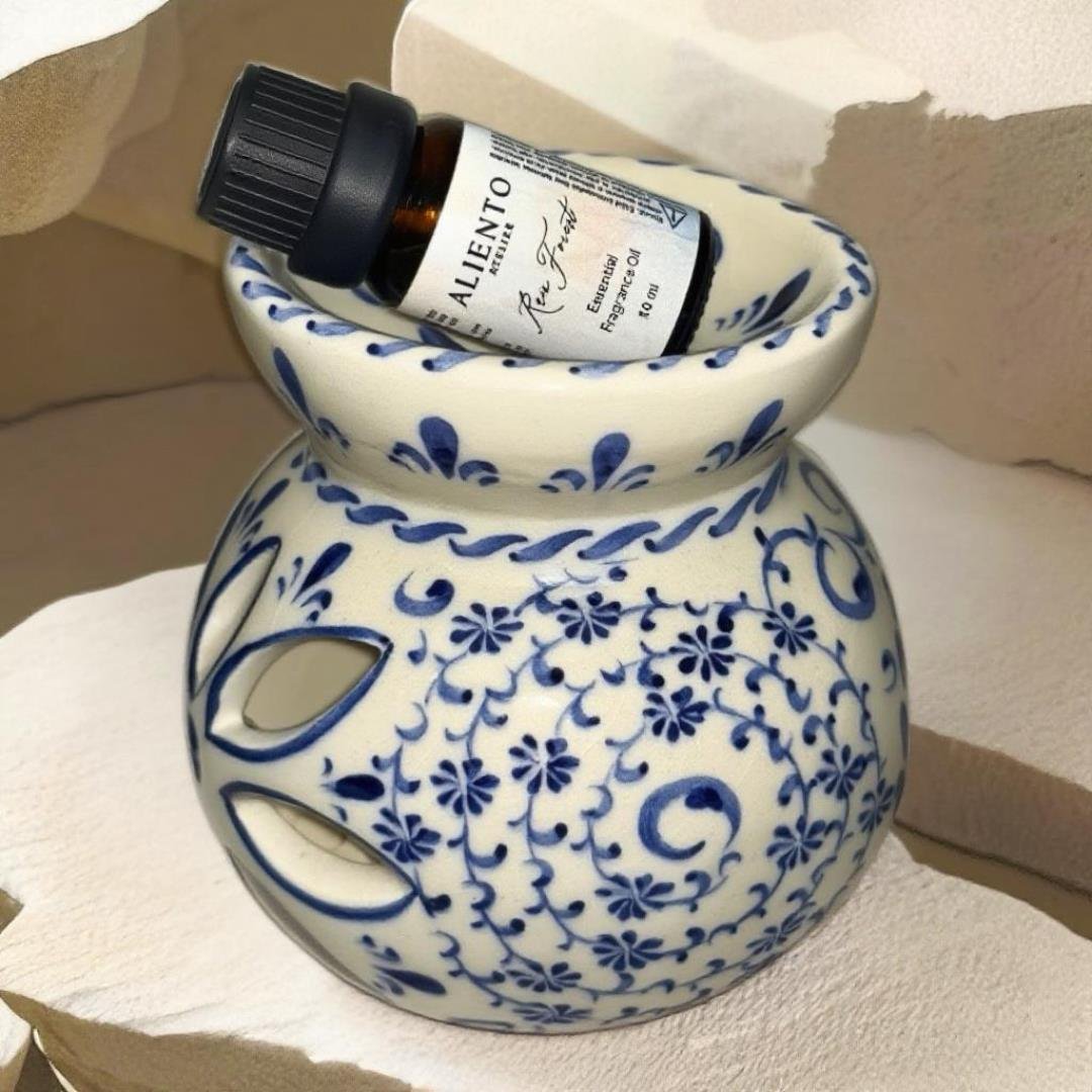 Haliç Motifli El Yapımı Seramik Buhurdanlık + Hediye Oda Kokusu (Rain Forest – 10 ml)