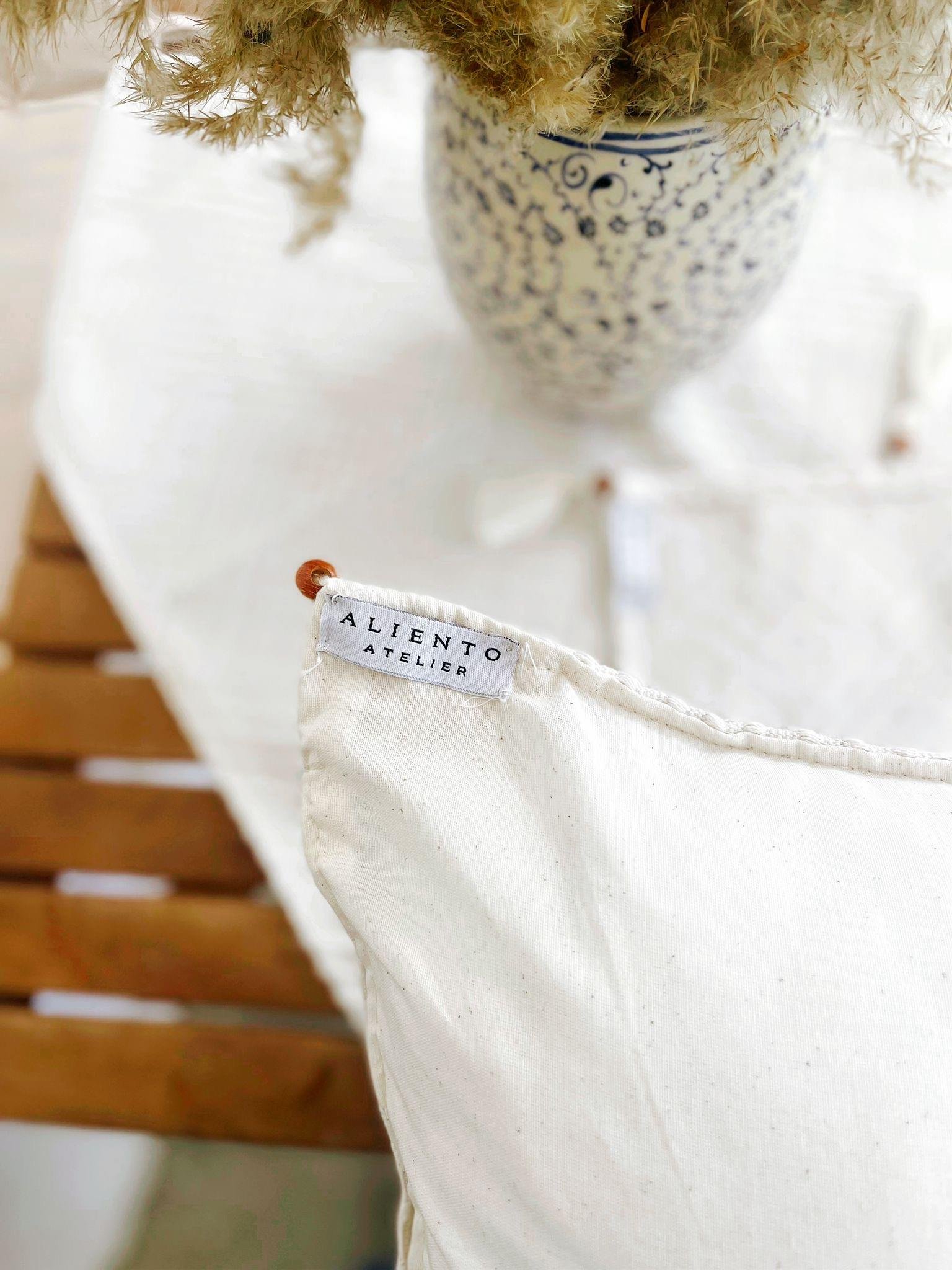 Handmade Organik Pamuk Püsküllü Runner ve Kırlent Seti 