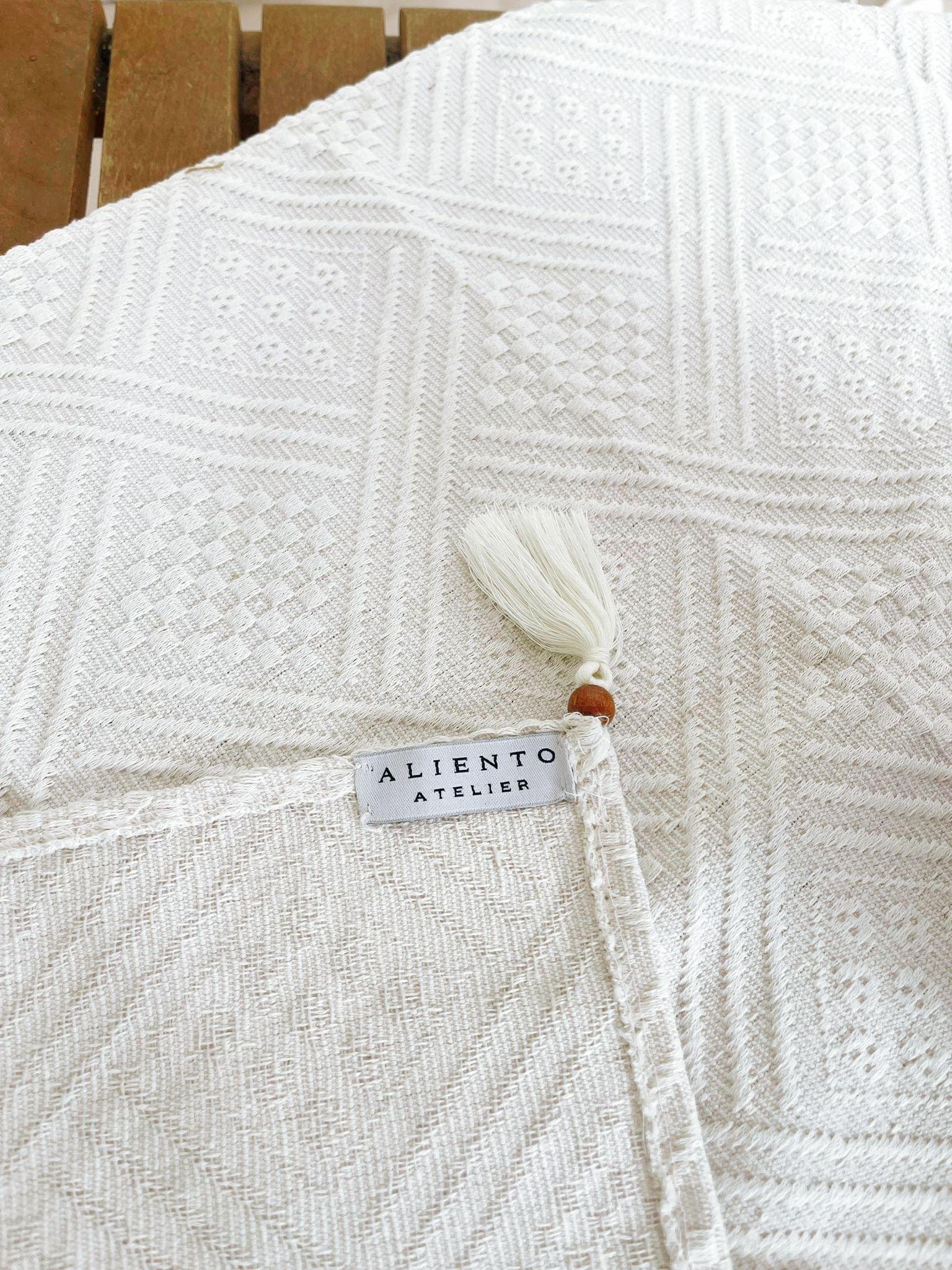 Handmade Organik Pamuk Püsküllü Runner ve Kırlent Seti 