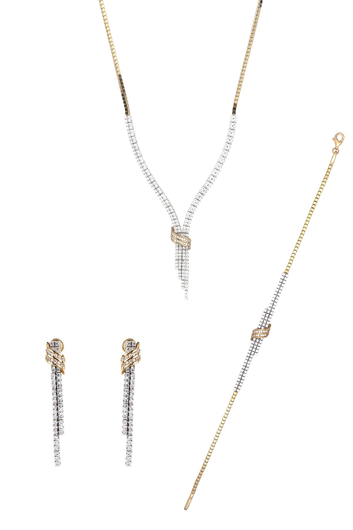 ALYANAKLAR MODERN TASARIM BEYAZ-SARI ALTIN SET Düğün Setleri
