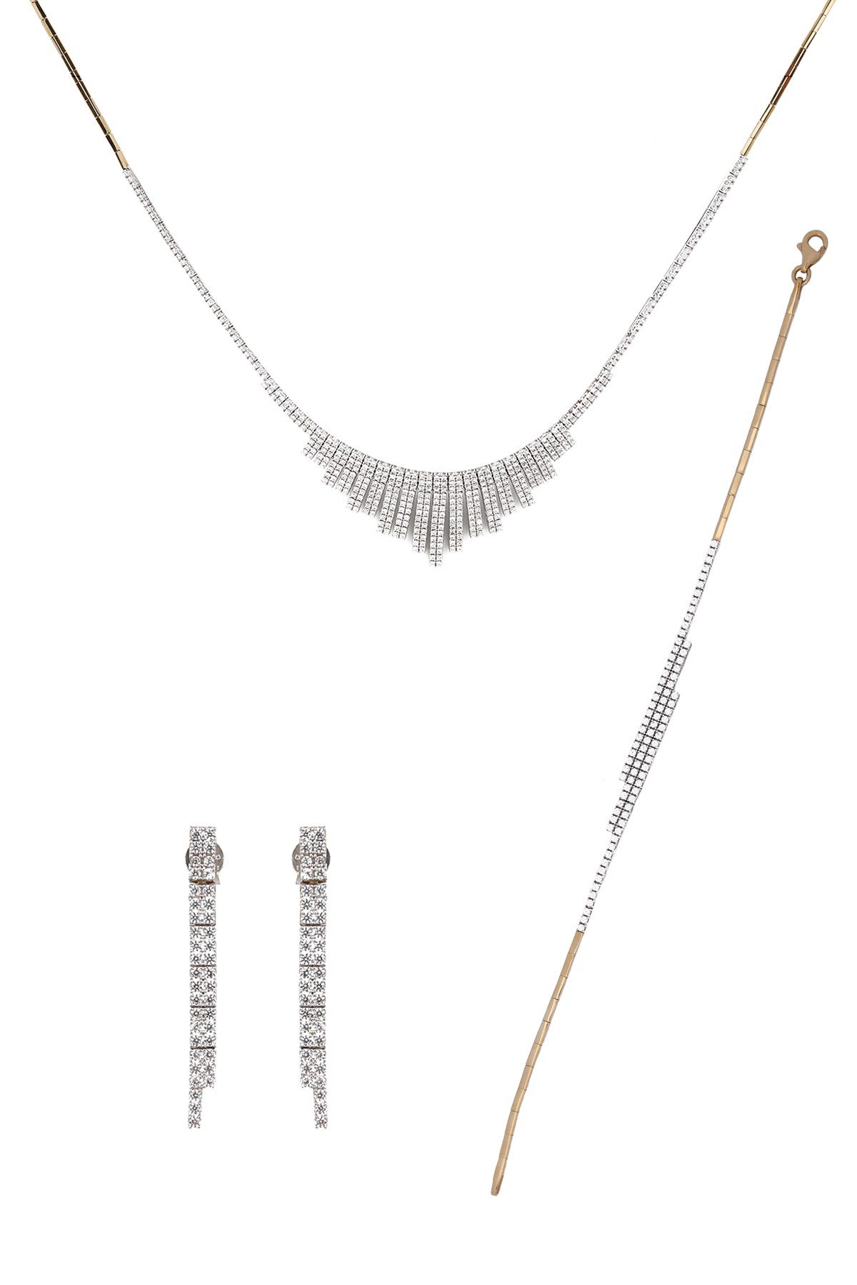 ALYANAKLAR MODERN TASARIM SARI-BEYAZ ALTIN SET Düğün Setleri