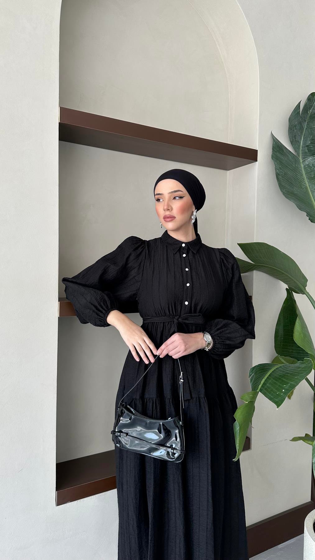 1065 Y Bayan Elbise-Siyah