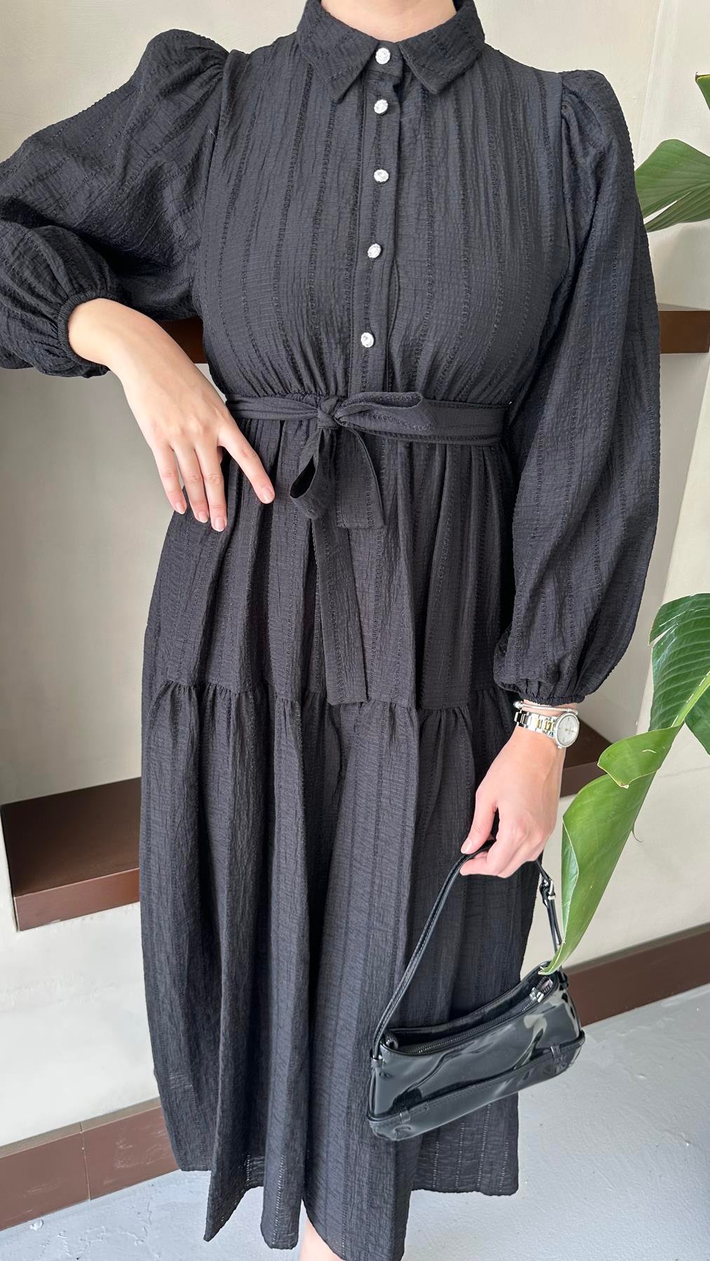 1065 Y Bayan Elbise-Siyah