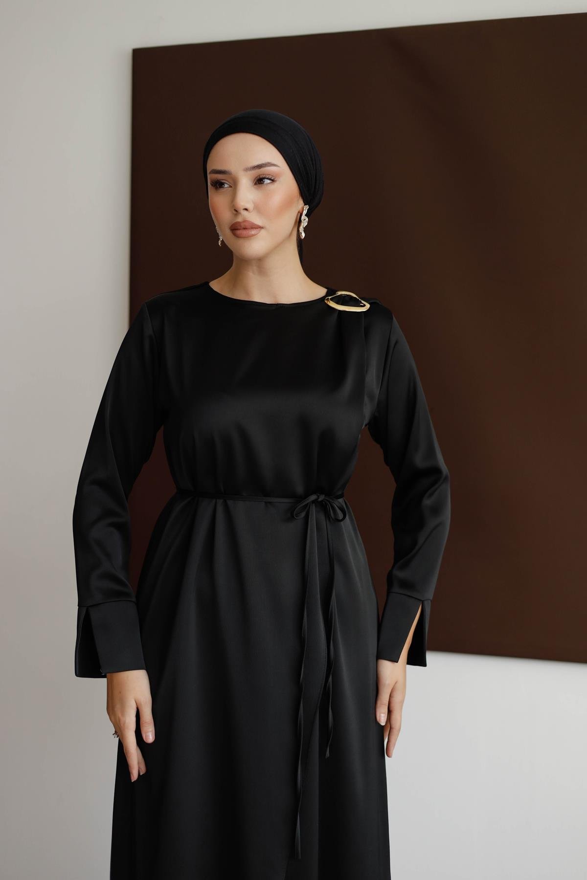 1127 Y Bayan Elbise-Siyah