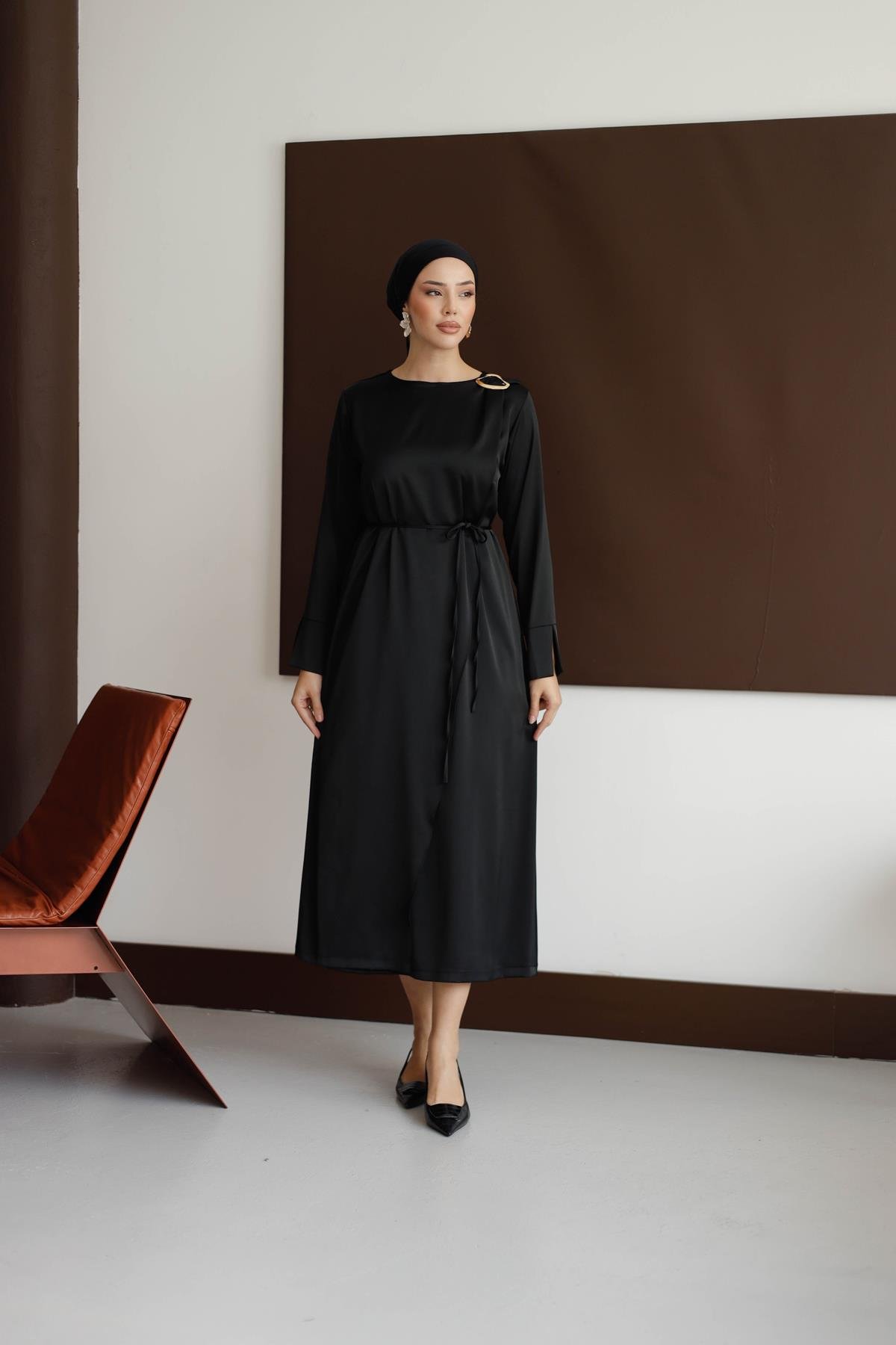 1127 Y Bayan Elbise-Siyah