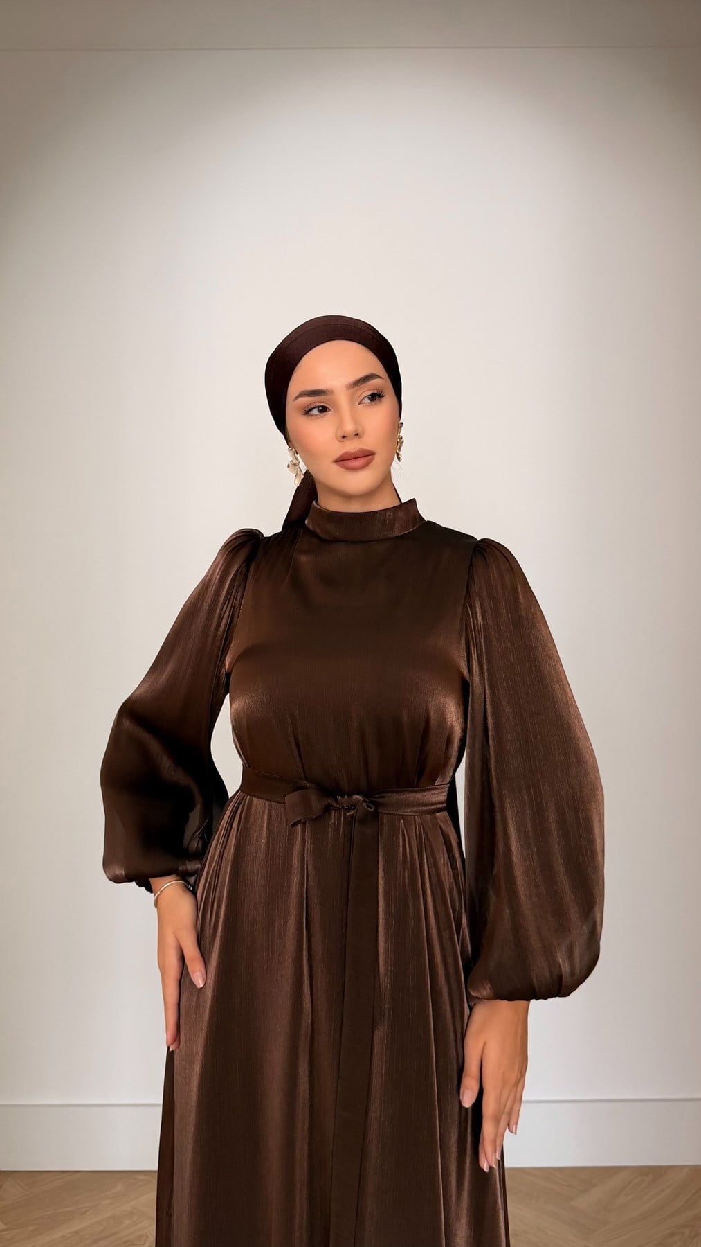 1289 Y Bayan Elbise-Kahve Rengi