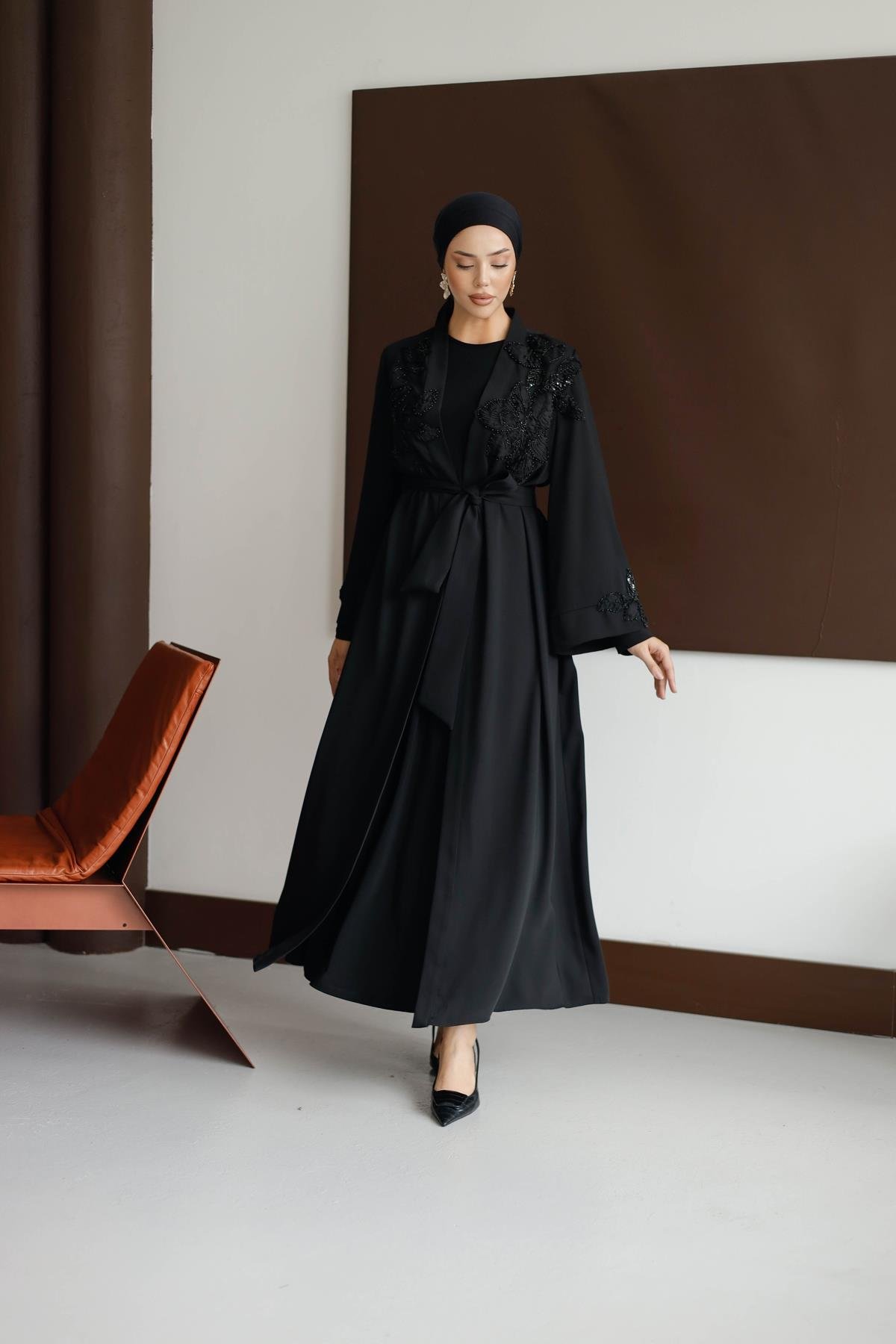 2587 O Abaya Takım-Siyah