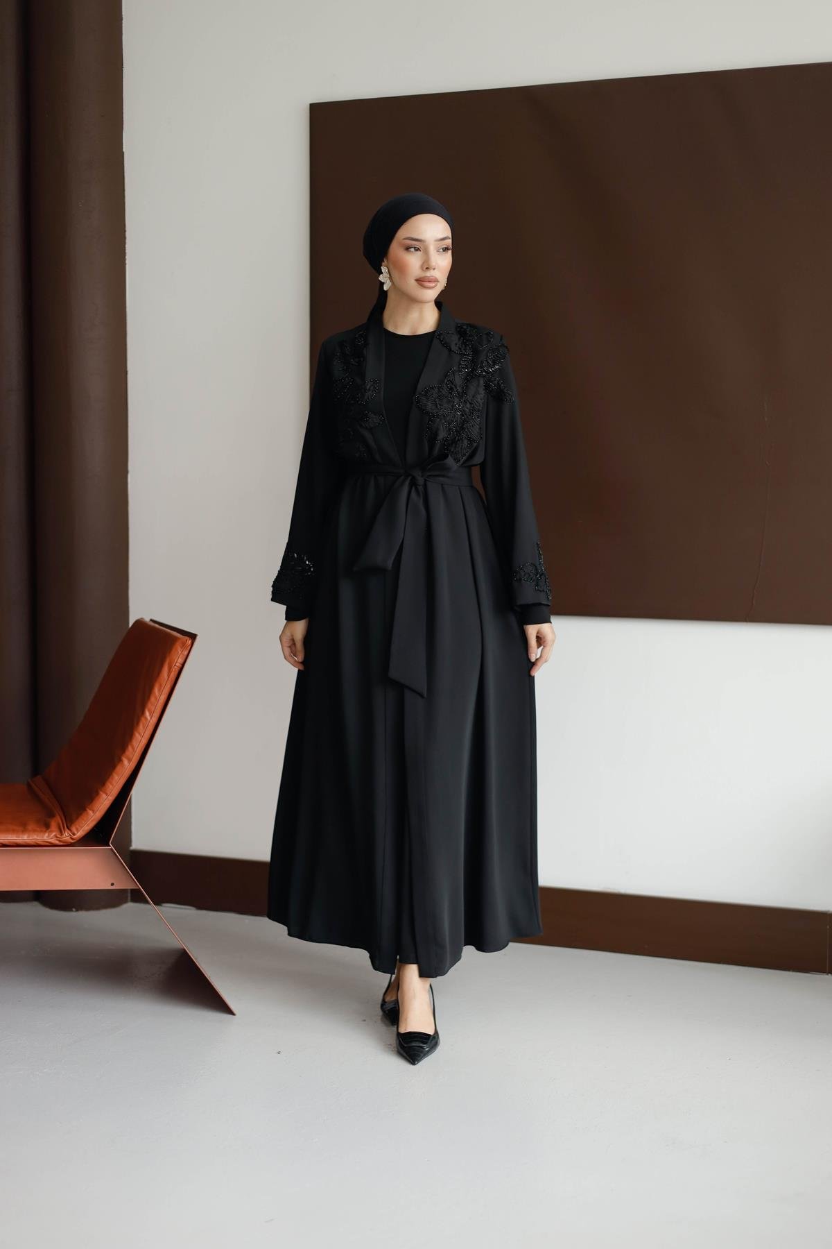 2587 O Abaya Takım-Siyah