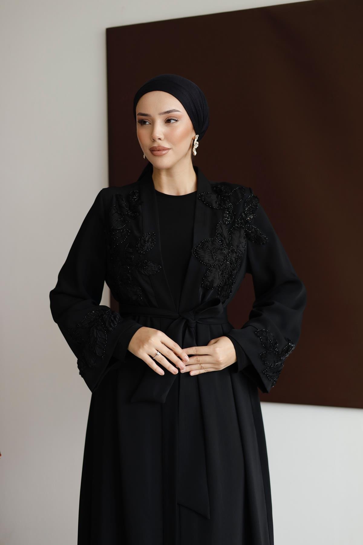 2587 O Abaya Takım-Siyah