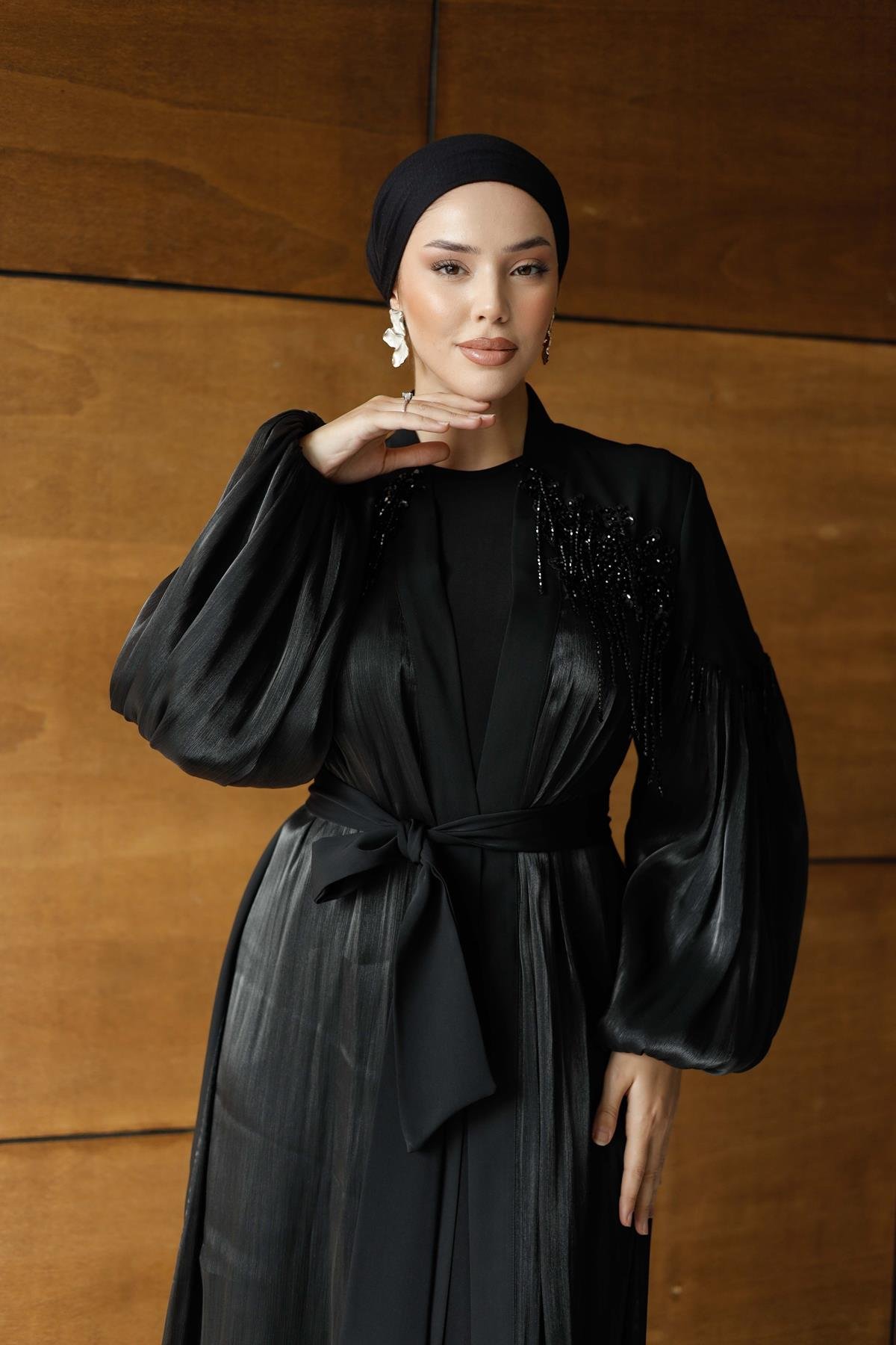 2593 O Abaya Takım-Siyah