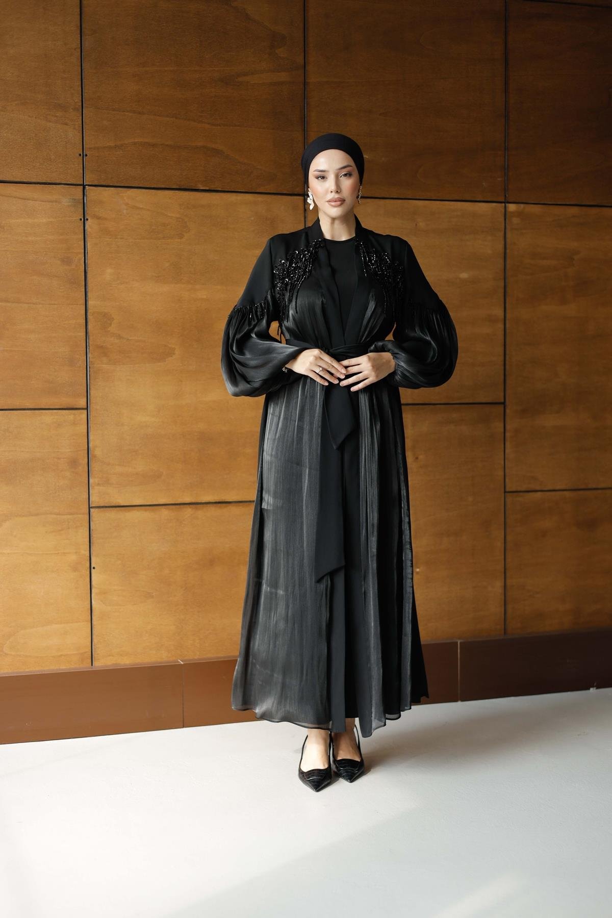 2593 O Abaya Takım-Siyah