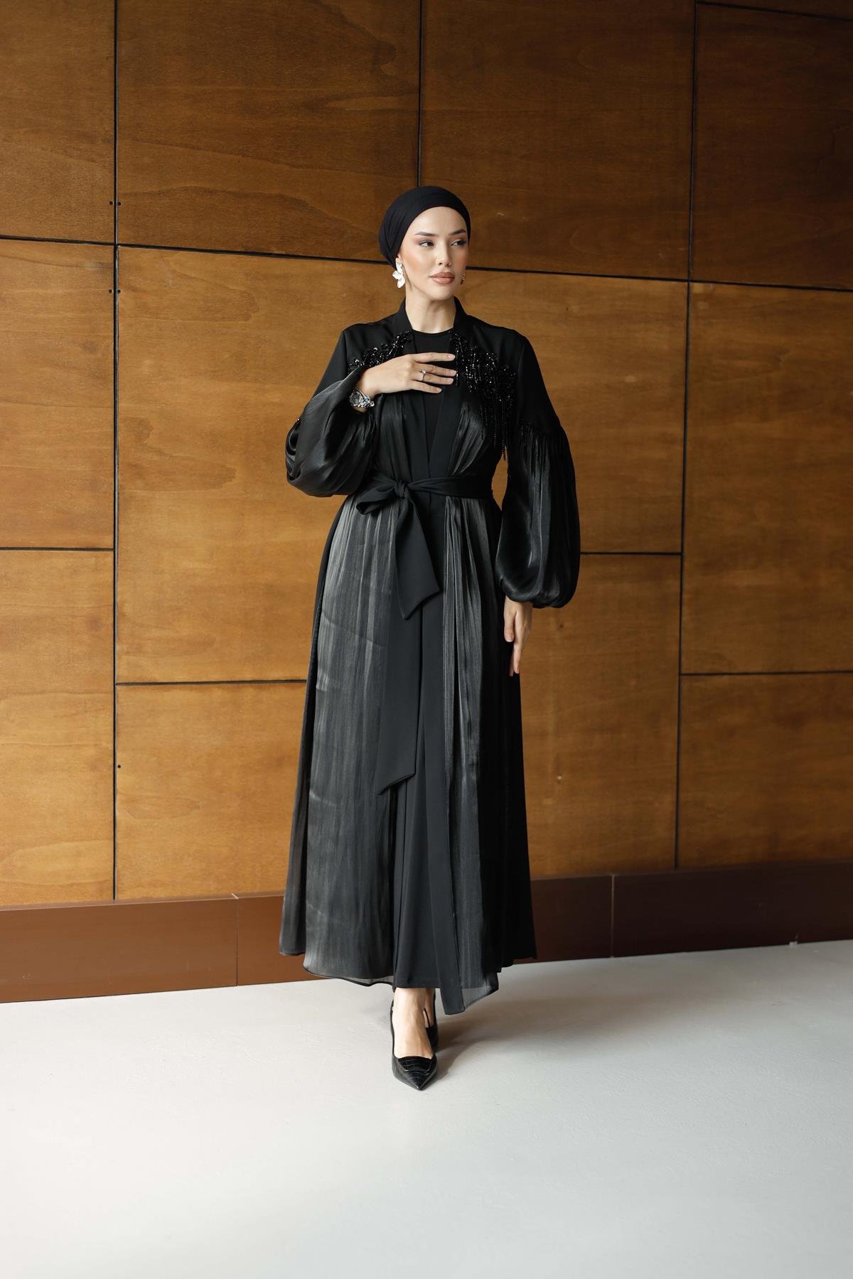 2593 O Abaya Takım-Siyah