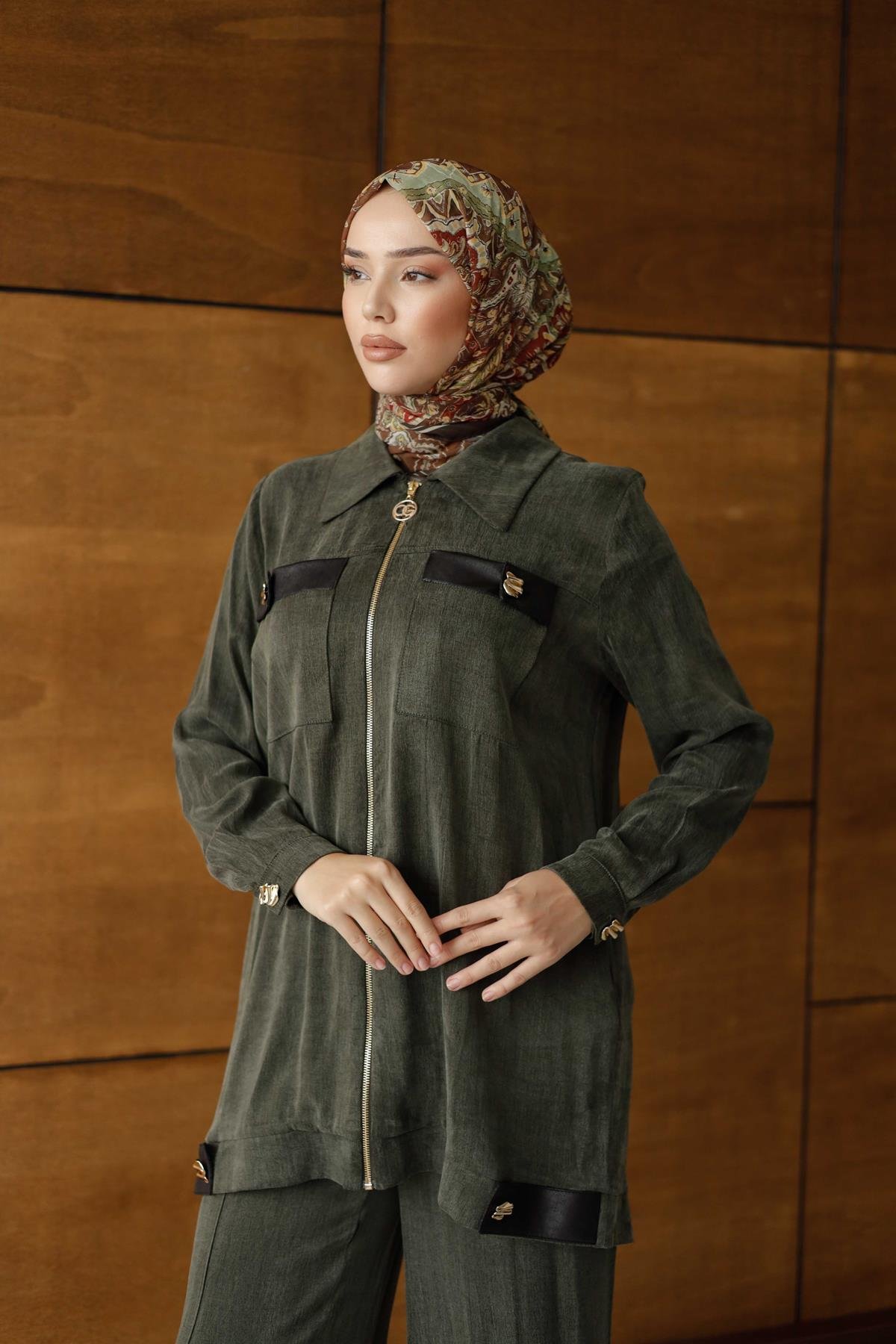 2634 O İpek Takım-Haki