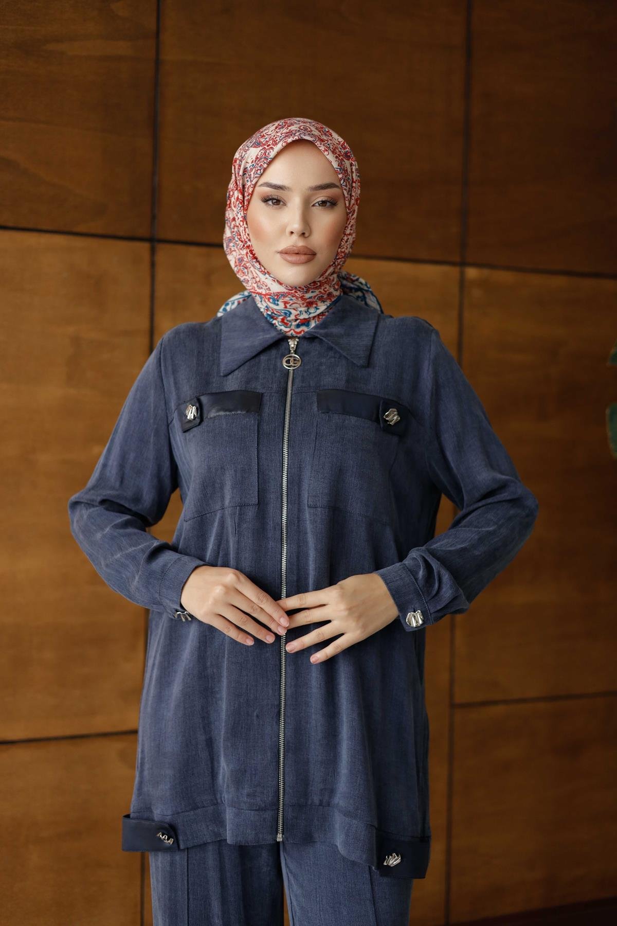 2634 O İpek Takım-Lacivert