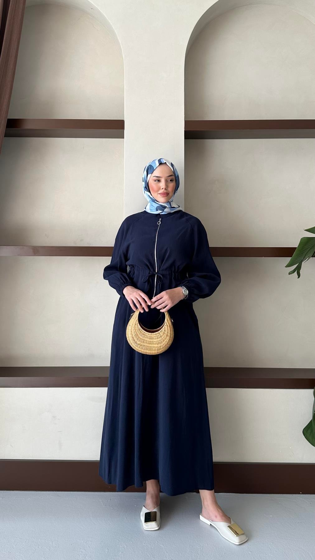 2889 H Bayan Elbise-Lacivert