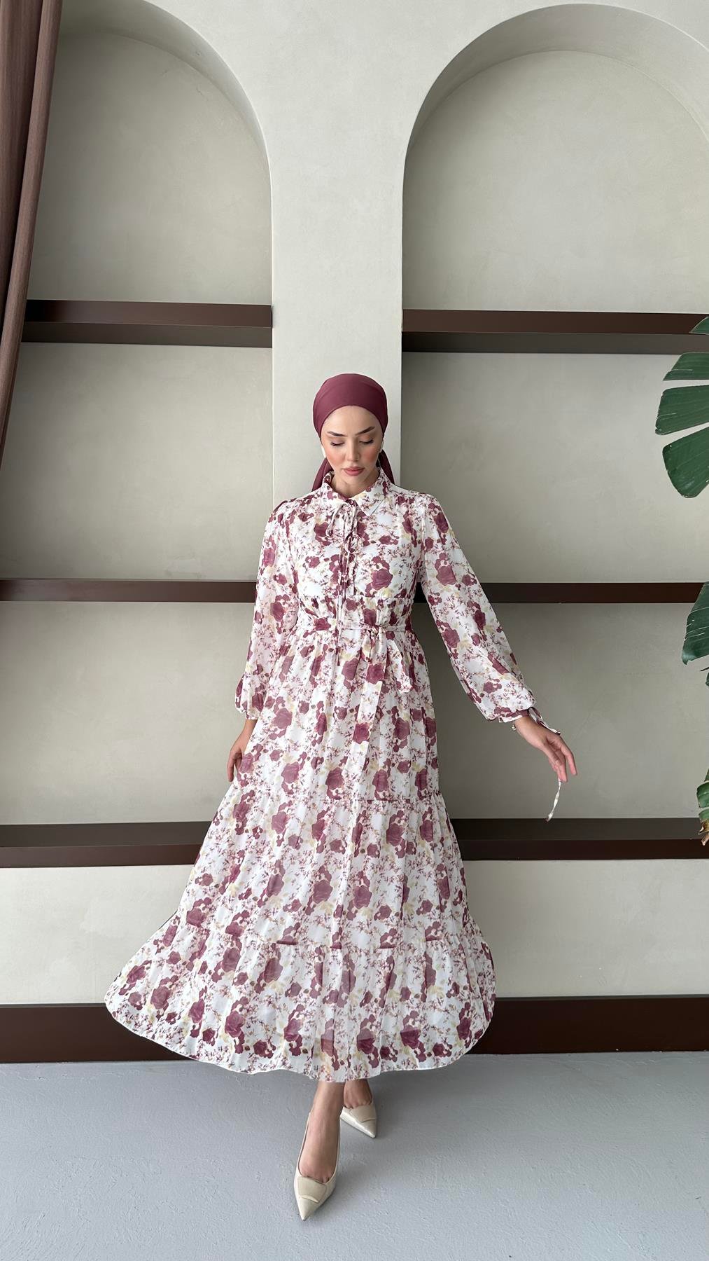 3055 S Bayan Elbise-Lila