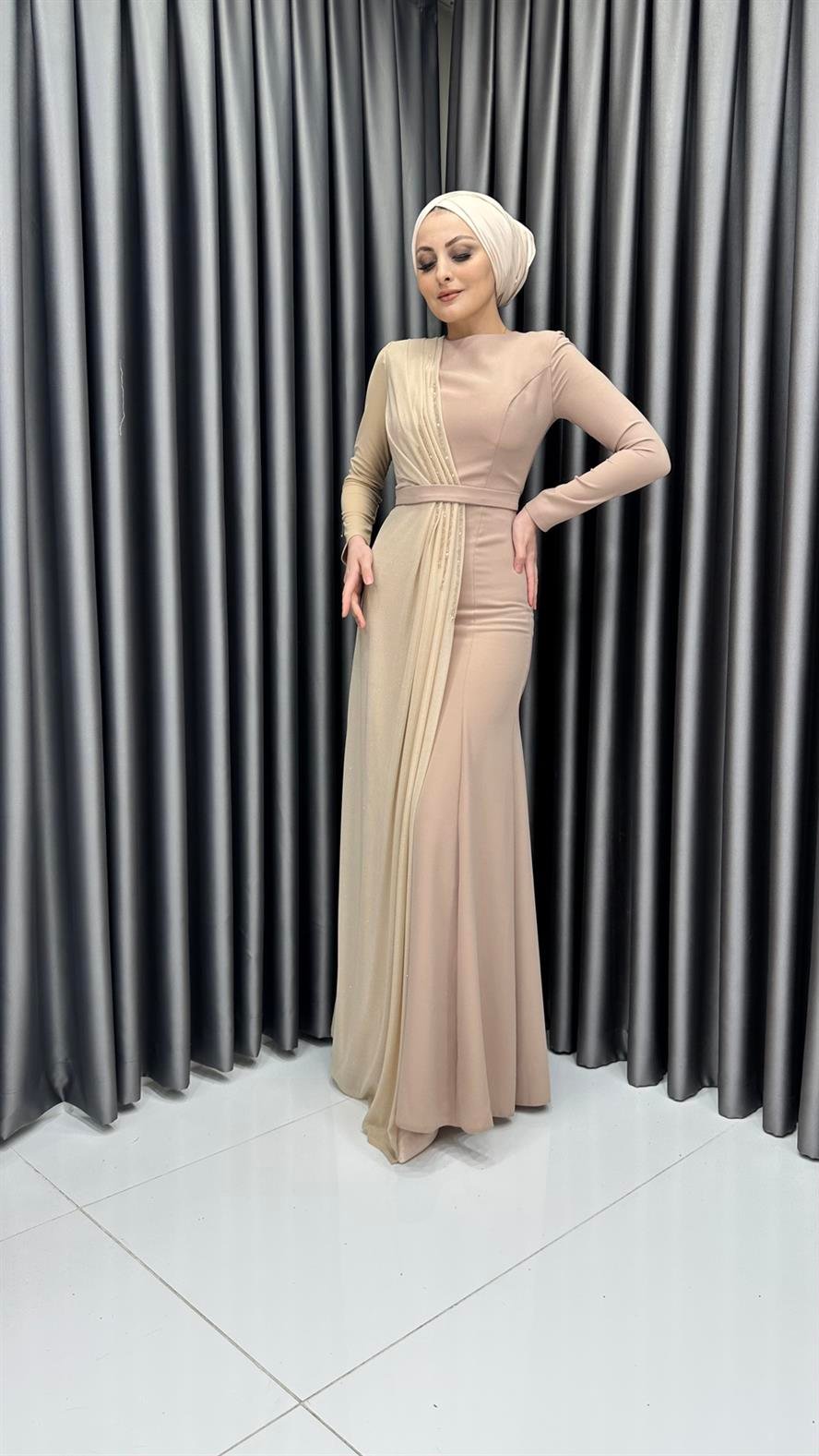 3750 Bayan Abiye Elbise-Taş