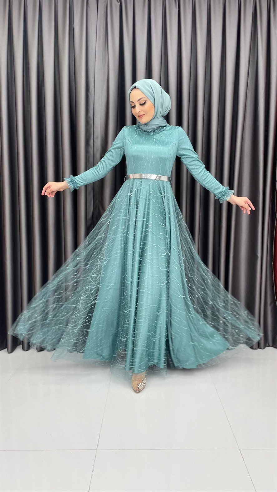 378 G Abiye Elbise-Çağla