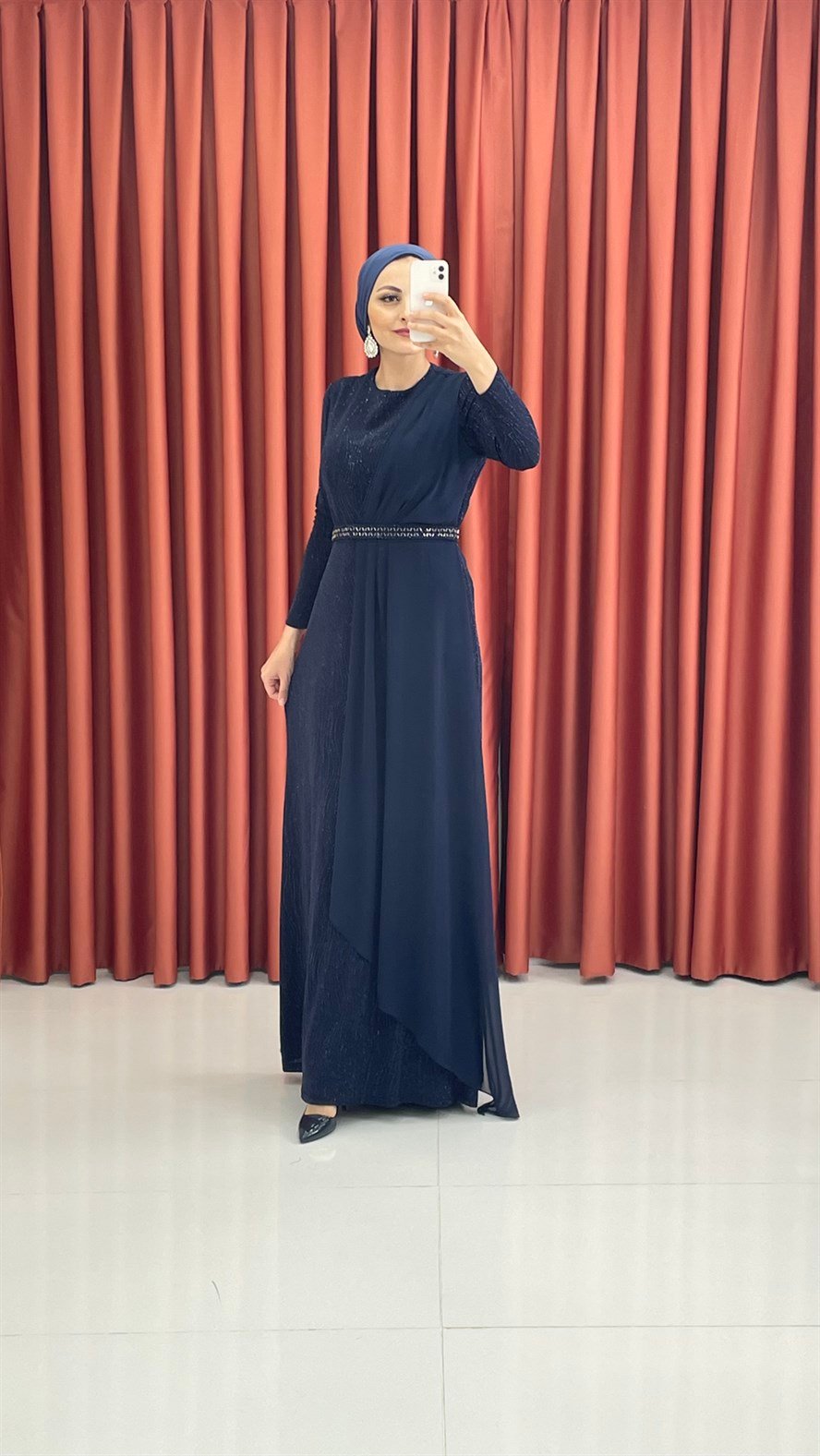 440 G Abiye Elbise-Lacivert
