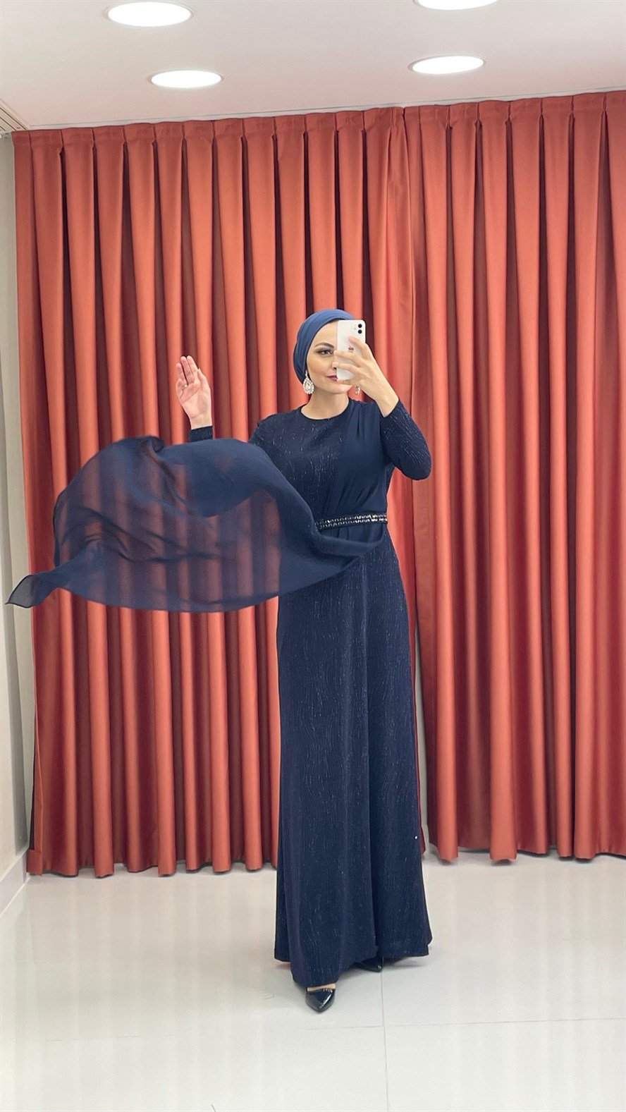 440 G Abiye Elbise-Lacivert