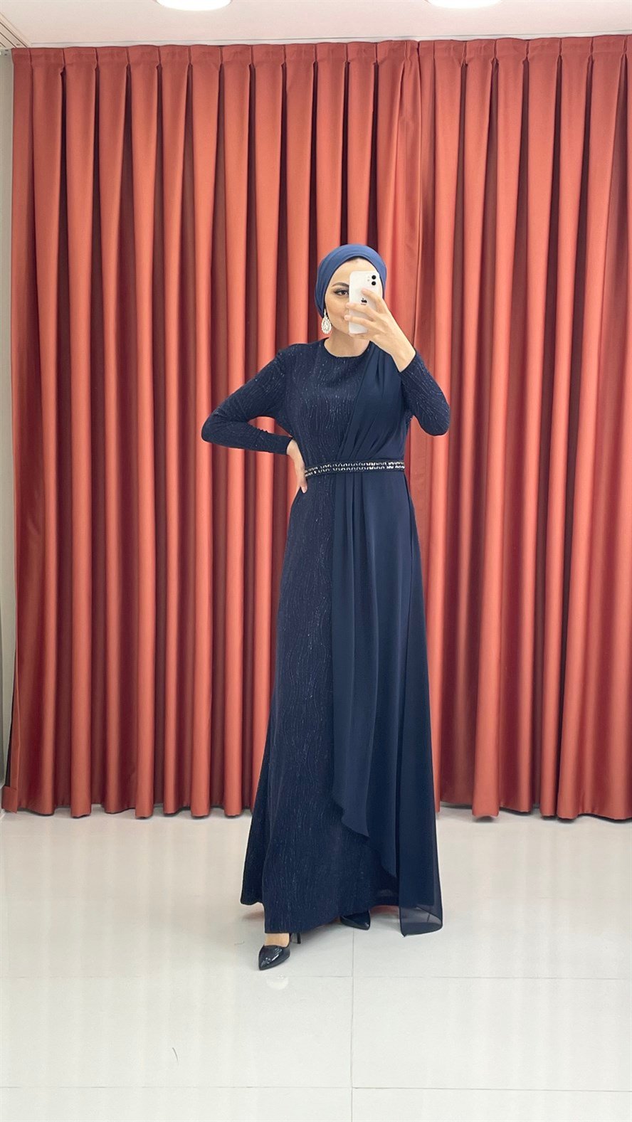 440 G Abiye Elbise-Lacivert