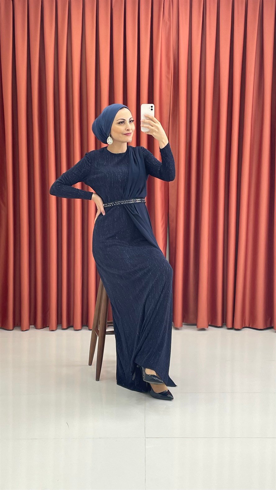 440 G Abiye Elbise-Lacivert