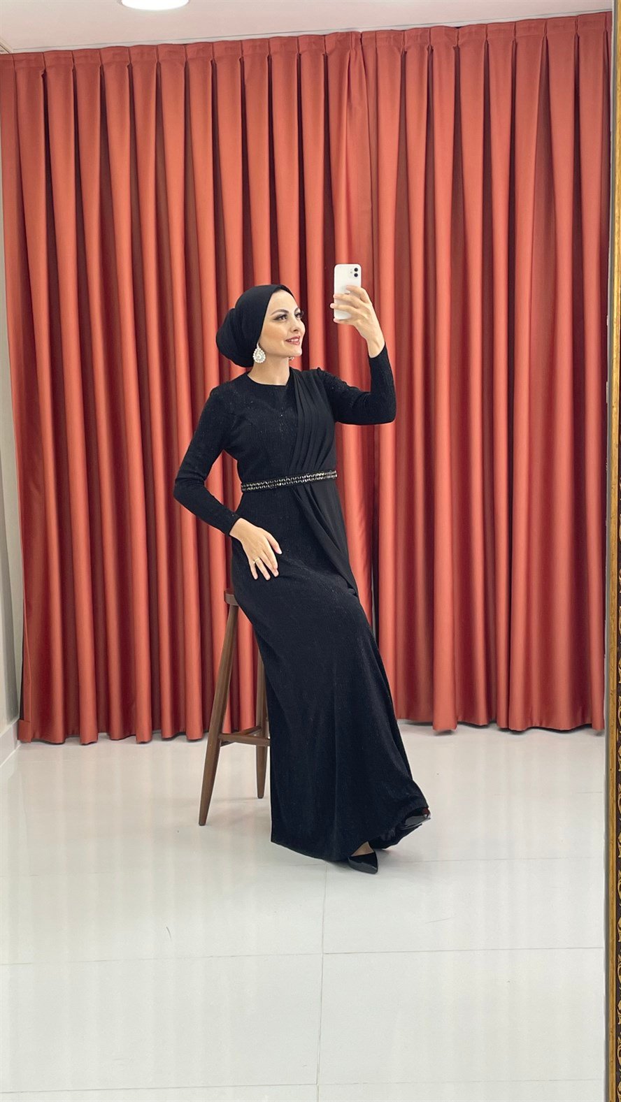 440 G Abiye Elbise-Siyah