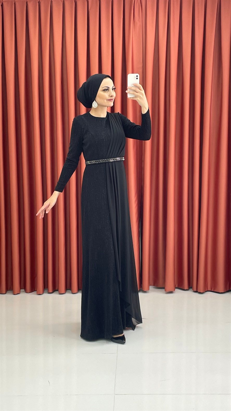 440 G Abiye Elbise-Siyah