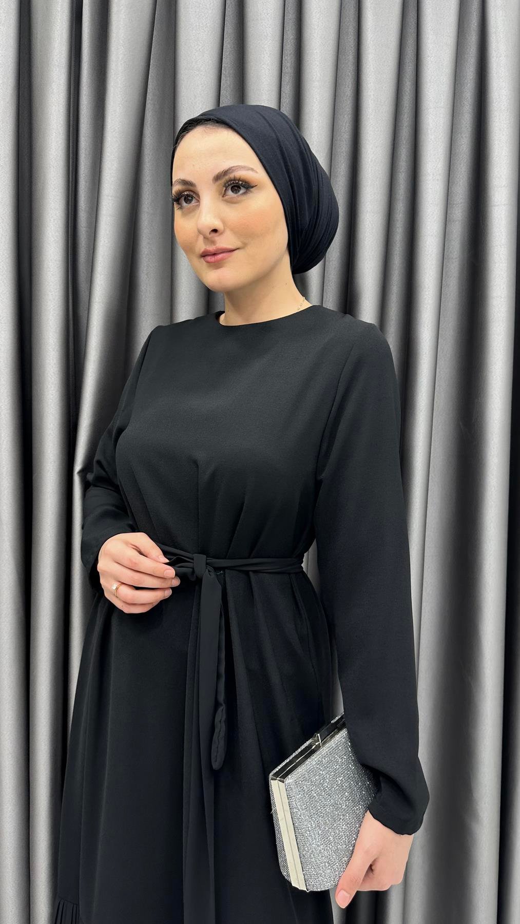 4410 T Abaya Elbise-Siyah