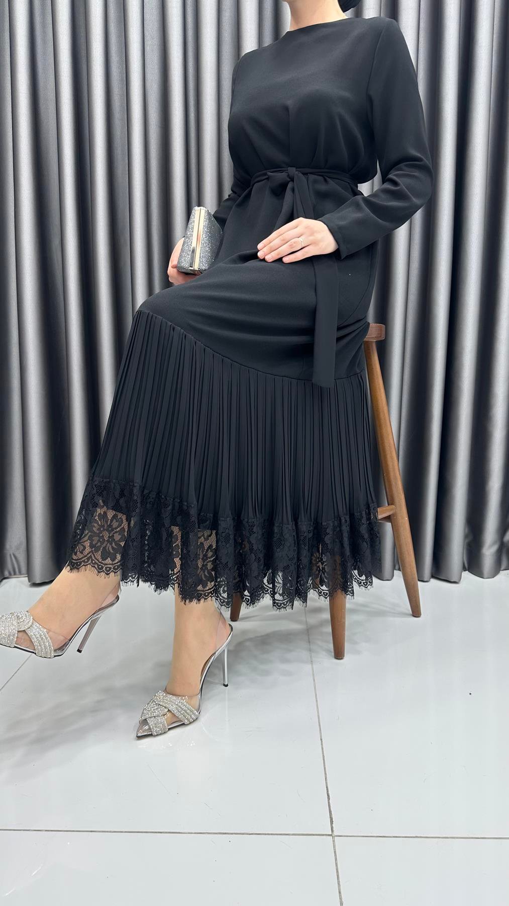 4410 T Abaya Elbise-Siyah