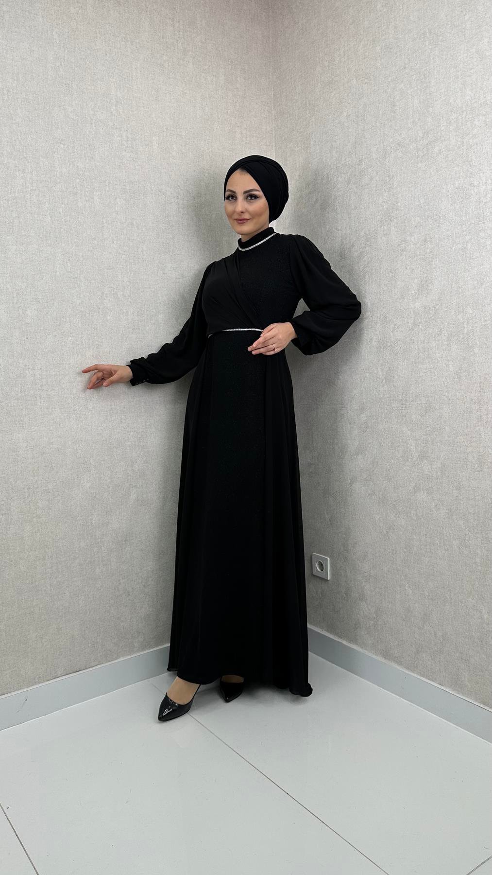 4448 T Abiye Elbise-Siyah