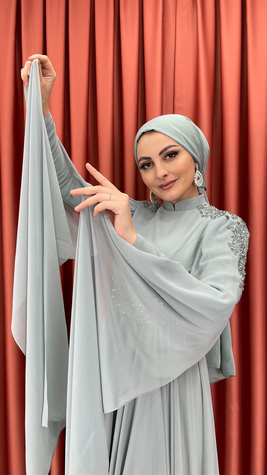 448 G Abiye Elbise-Mint