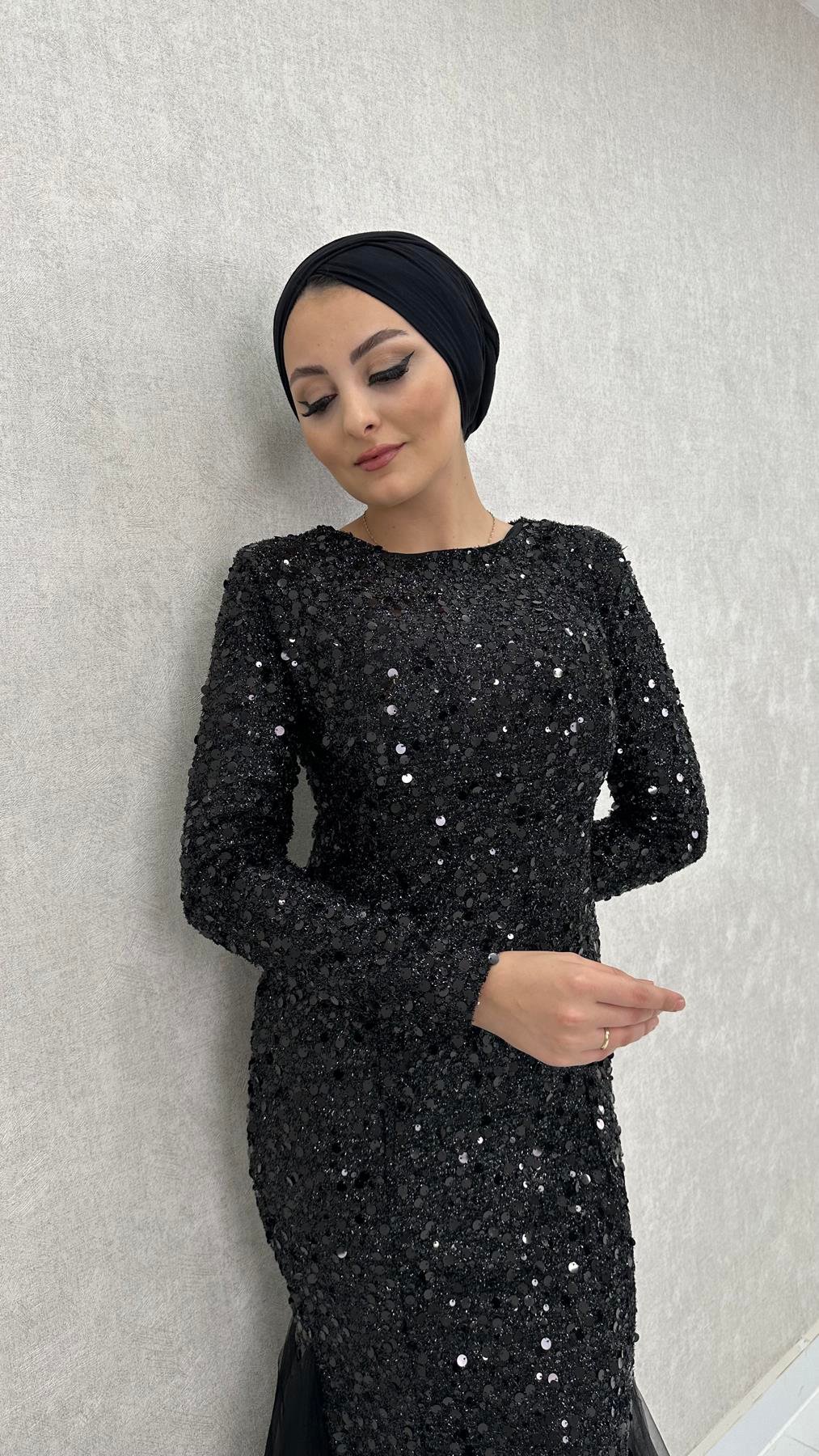 4480 T Abiye Elbise-Siyah