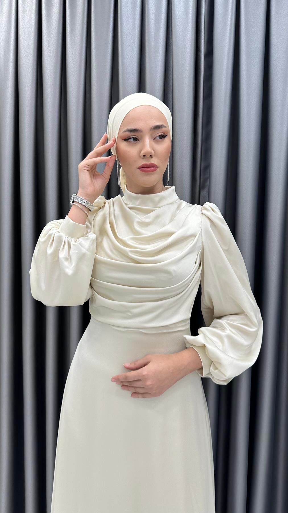 4526 H Abiye Elbise-Krem