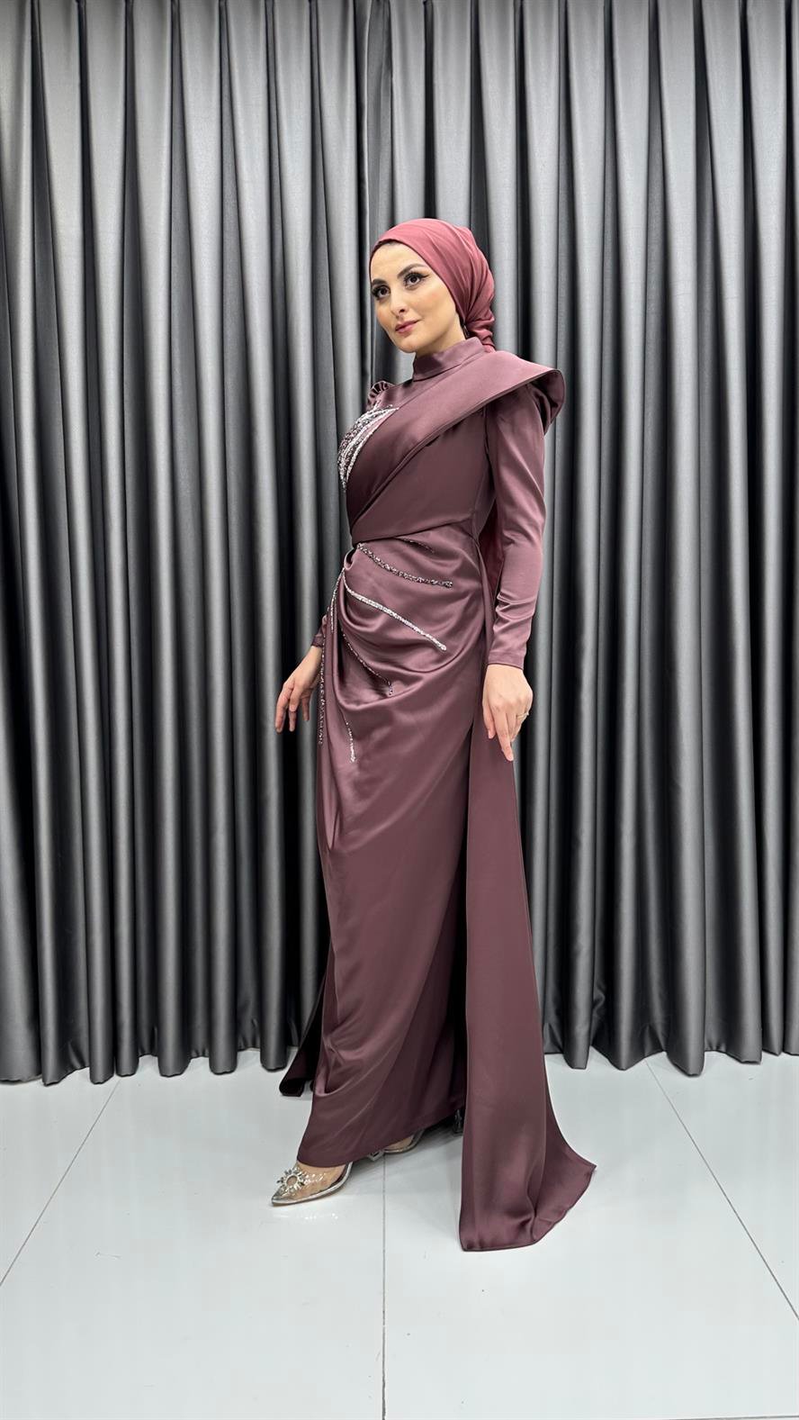 4574 H Abiye Elbise-Marsala
