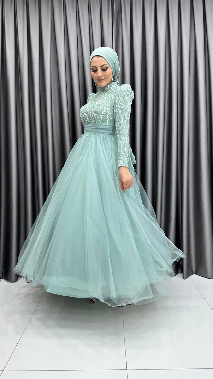 4701 H Abiye Elbise-Mint