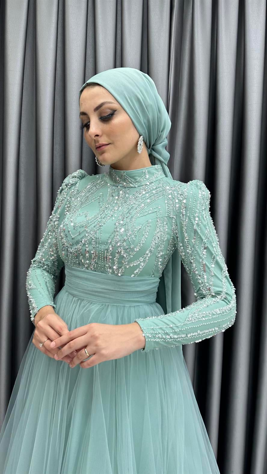 4701 H Abiye Elbise-Mint