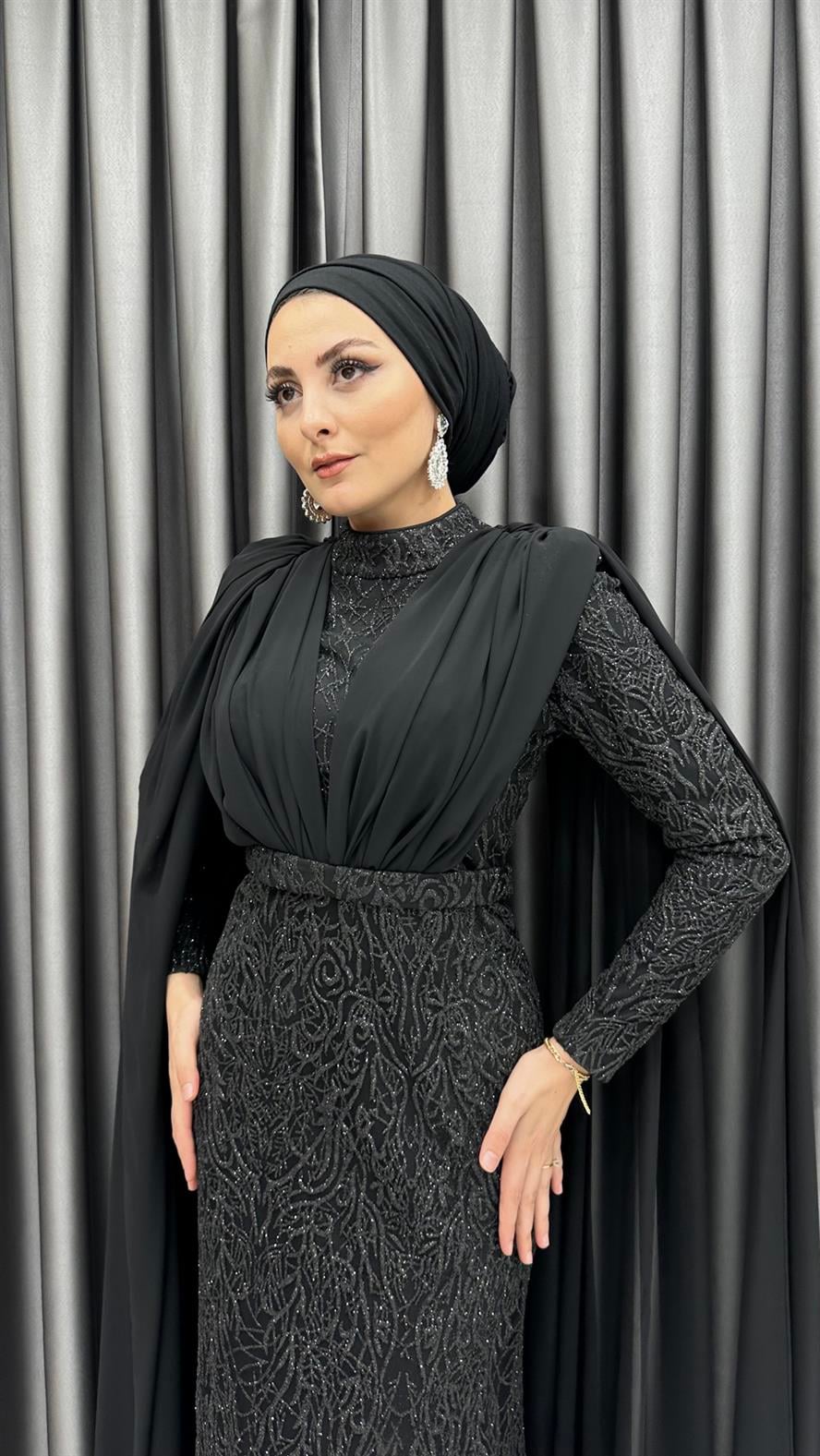 4717 H Abiye Elbise-Siyah