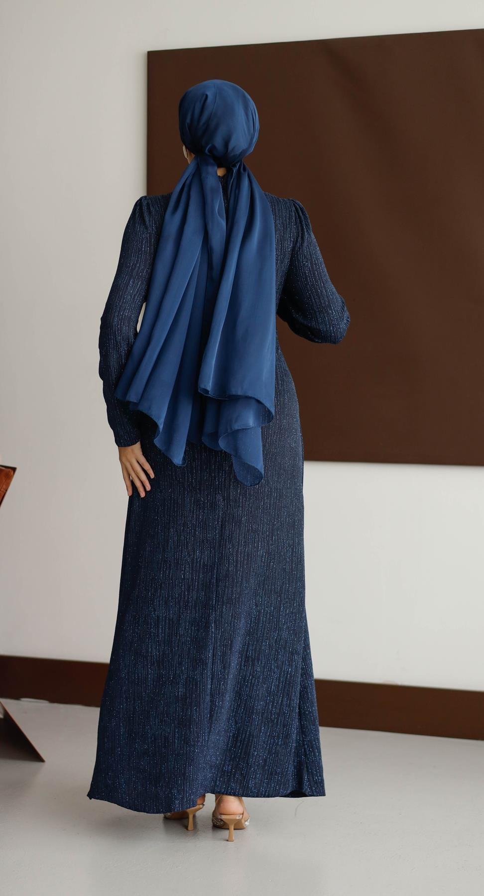 4781 T Abaya Elbise-Lacivert