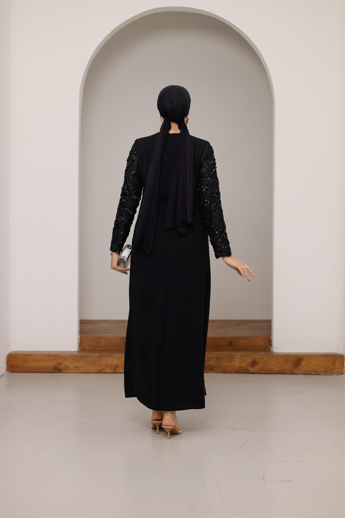 4787 T Çiçek Abiye-Siyah