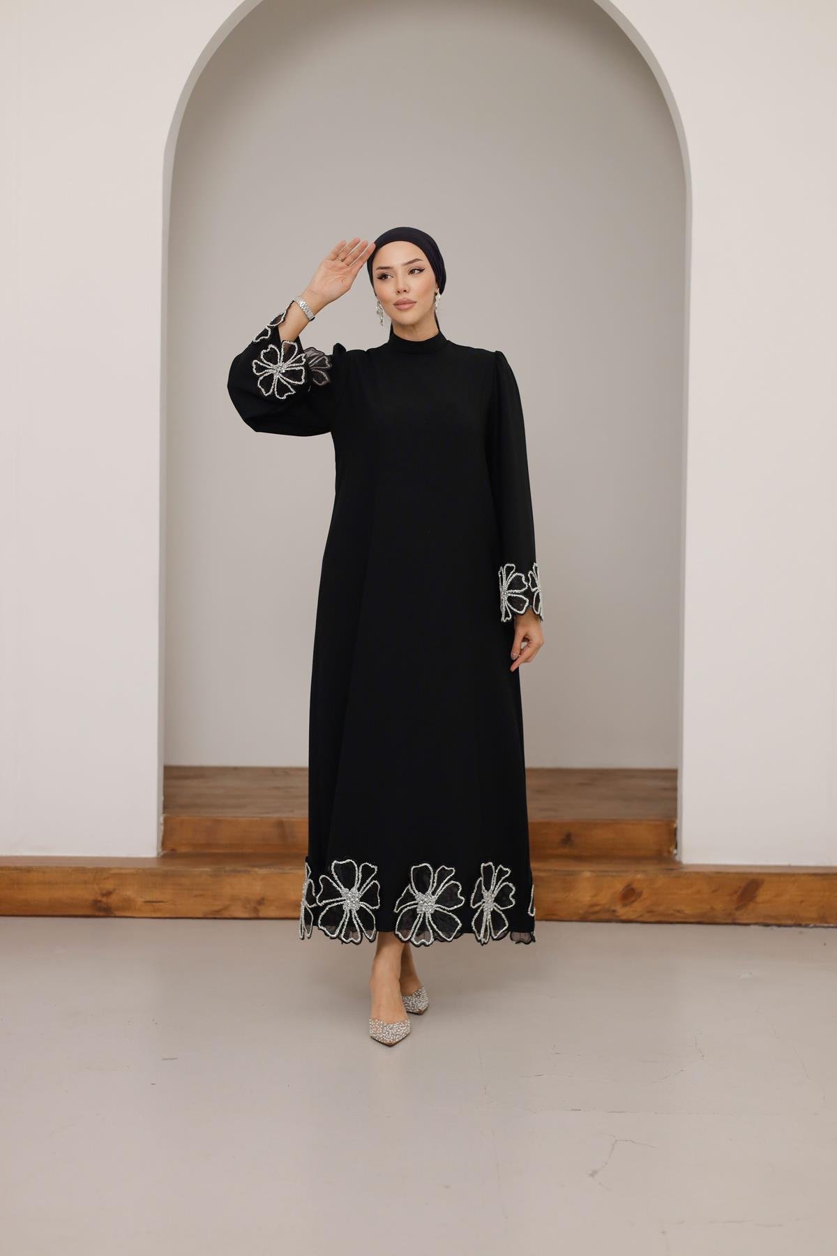 4802 T Abaya Elbise-Siyah