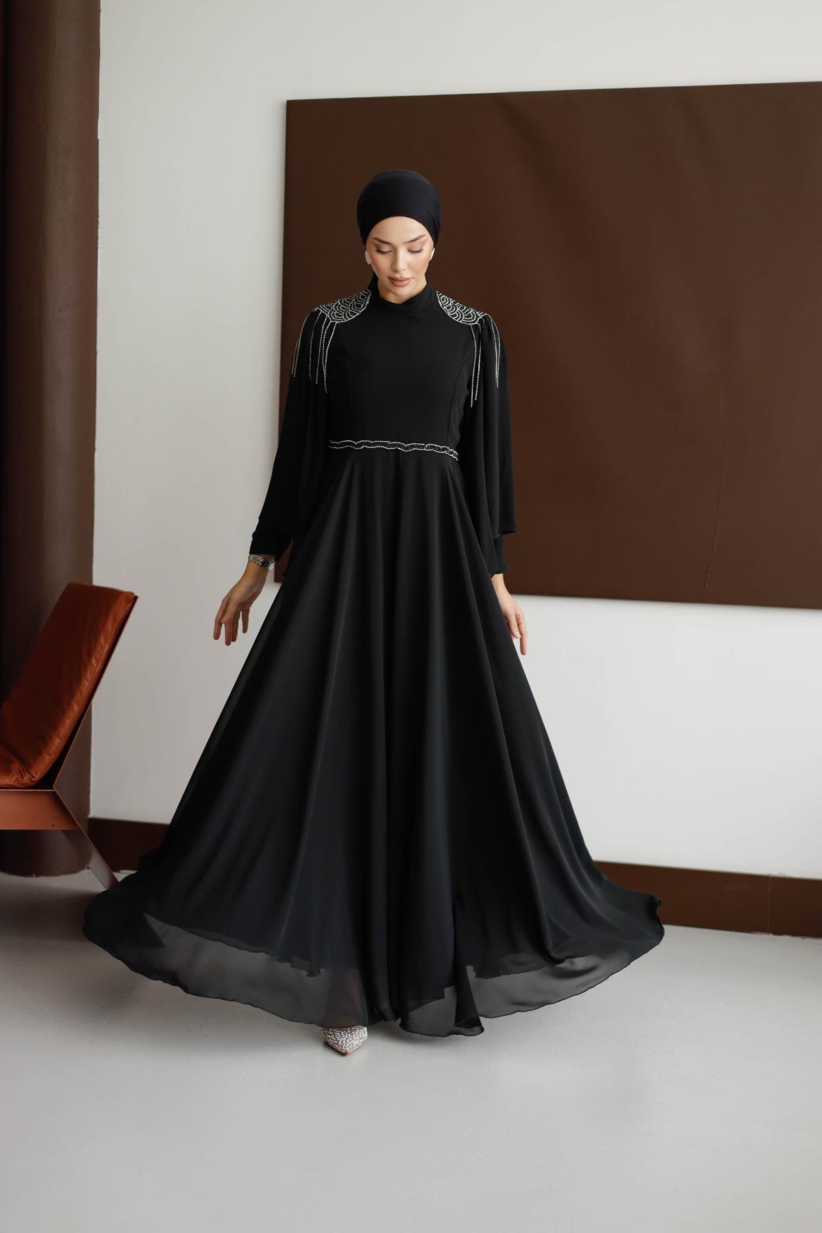 4803 T Abiye Elbise-Siyah