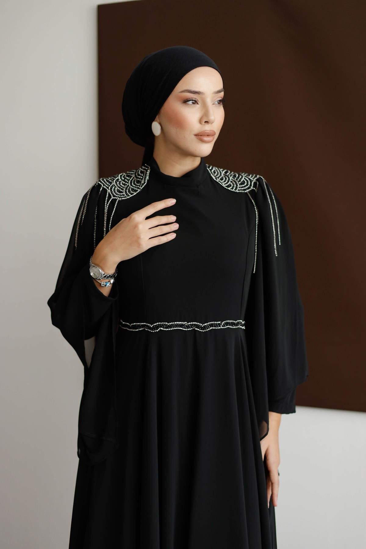 4803 T Abiye Elbise-Siyah