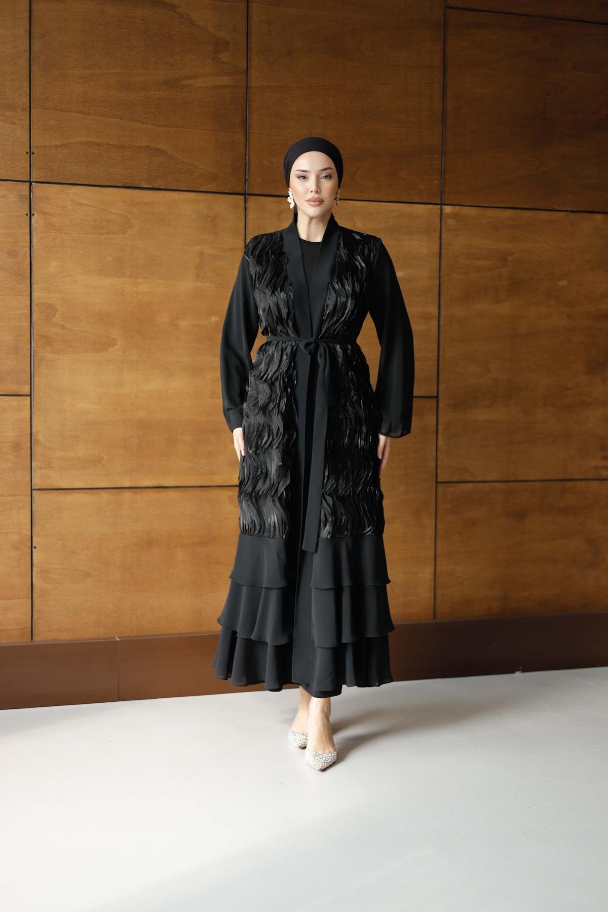 4816 T Abaya Takım-Siyah