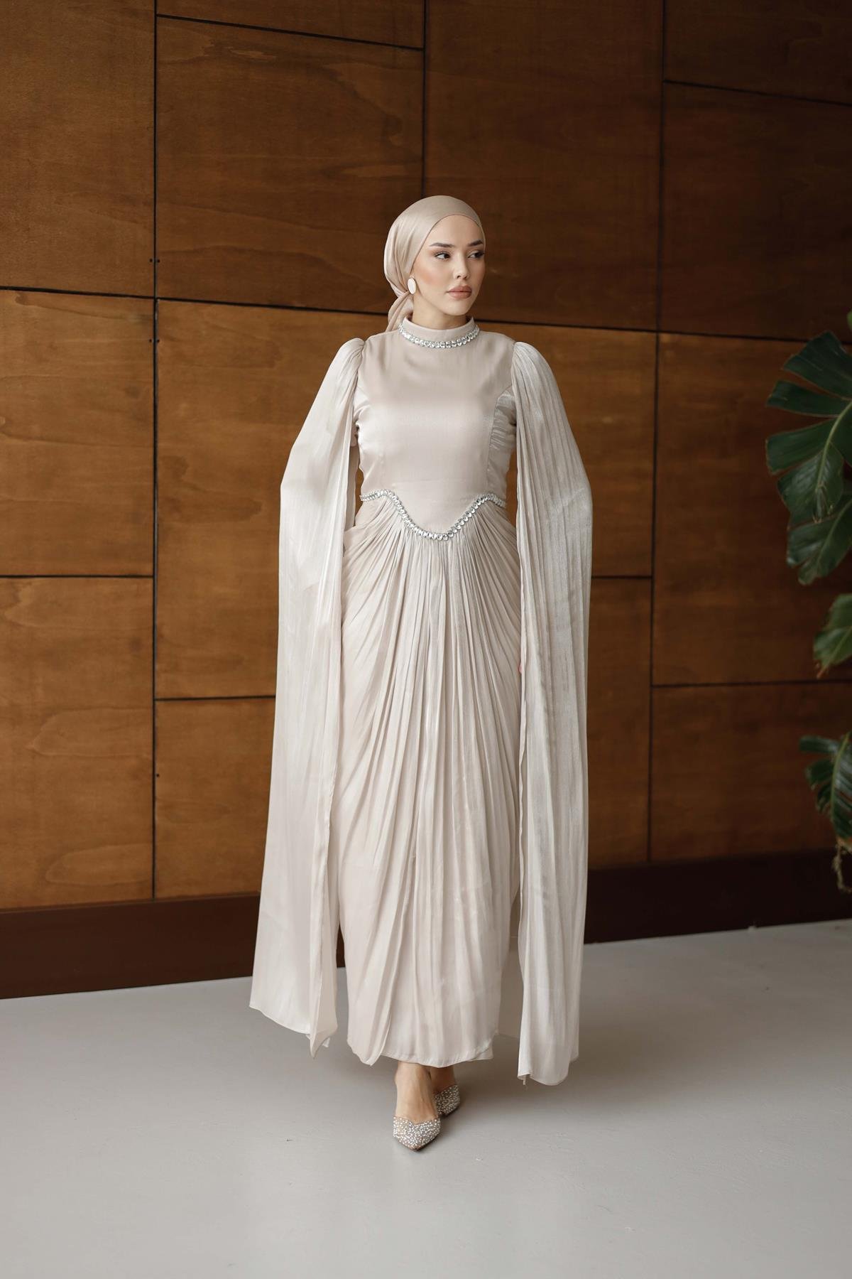 4817 T Periline Abiye-Bej