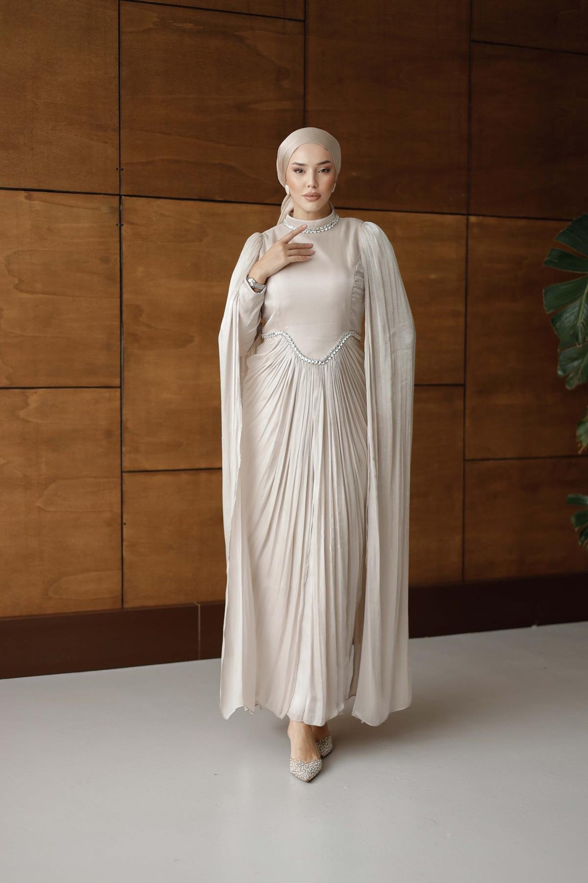 4817 T Periline Abiye-Bej