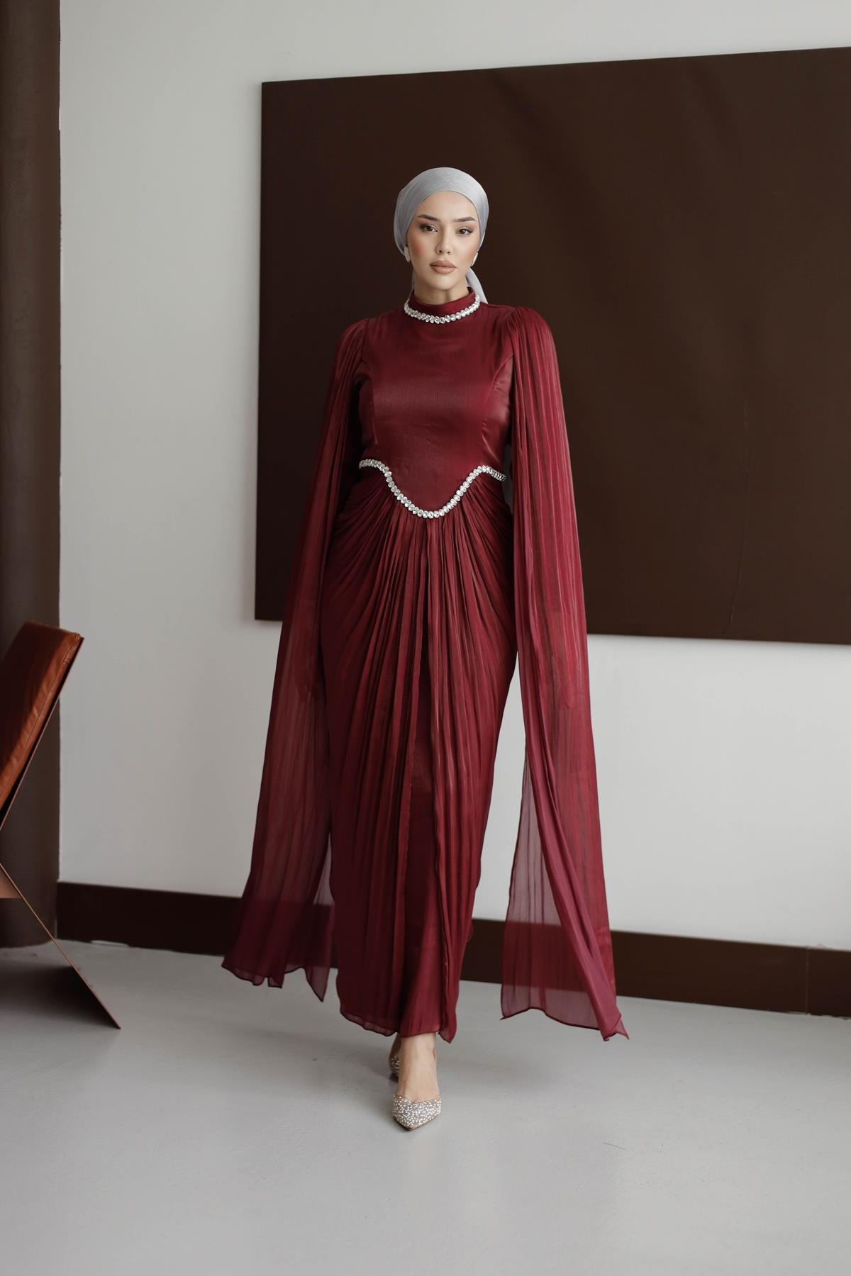 4817 T Periline Abiye-Bordo