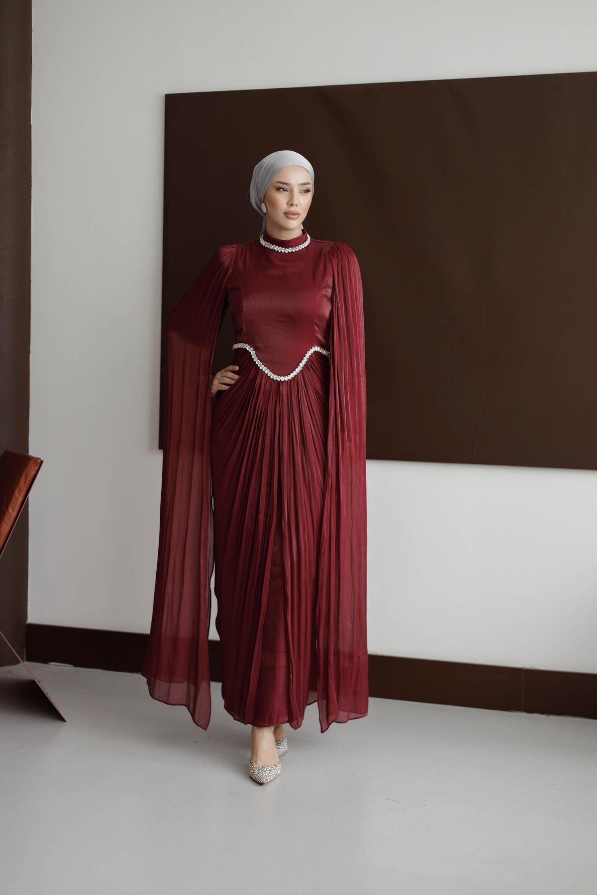 4817 T Periline Abiye-Bordo